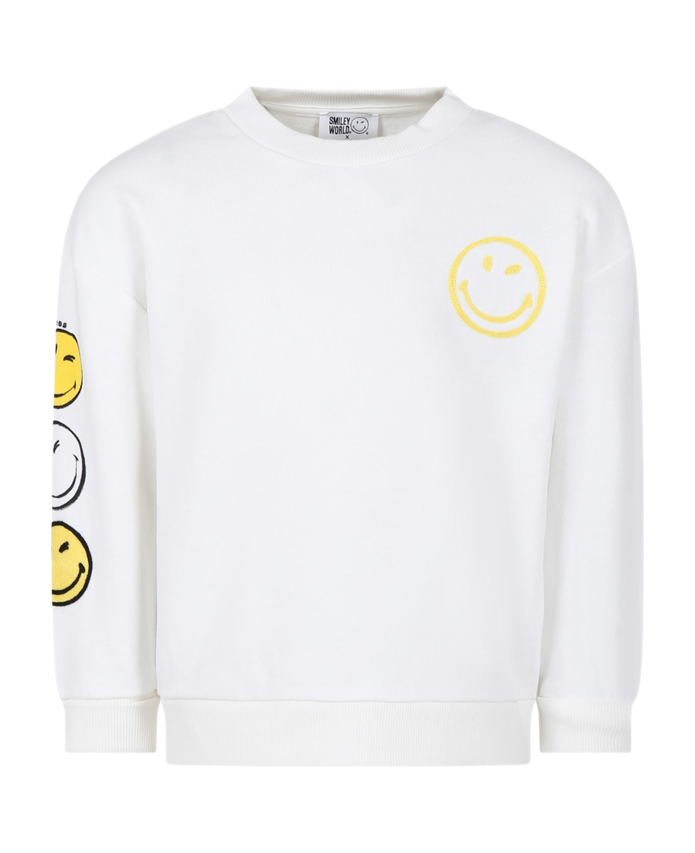 Marc Jacobs White Sweatshirt For Boy With Smiley And Logo - White ニットウェア＆スウェットシャツ
