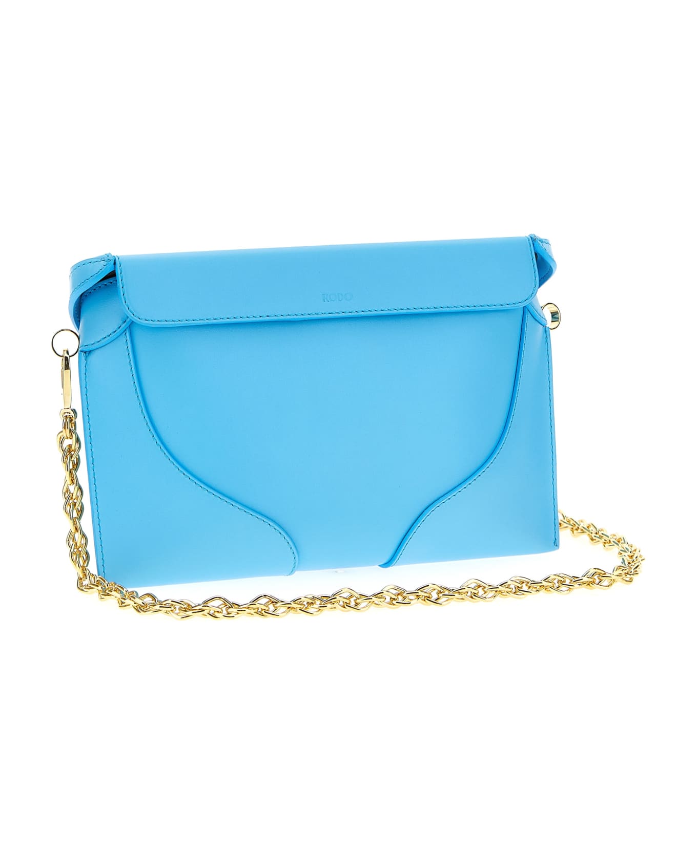 Rodo Clutch Bag With Shoulder Strap - Light Blue