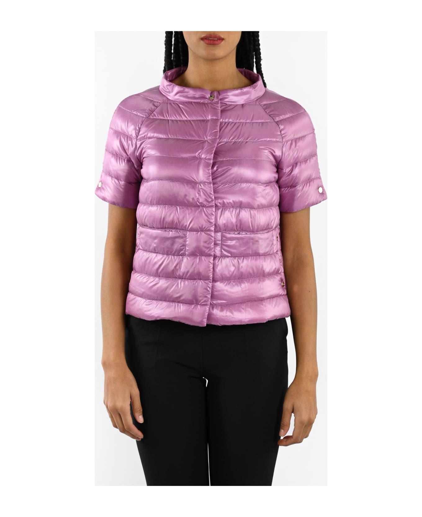 Herno Cape In Ultralight Nylon And Monogram - Pervinca