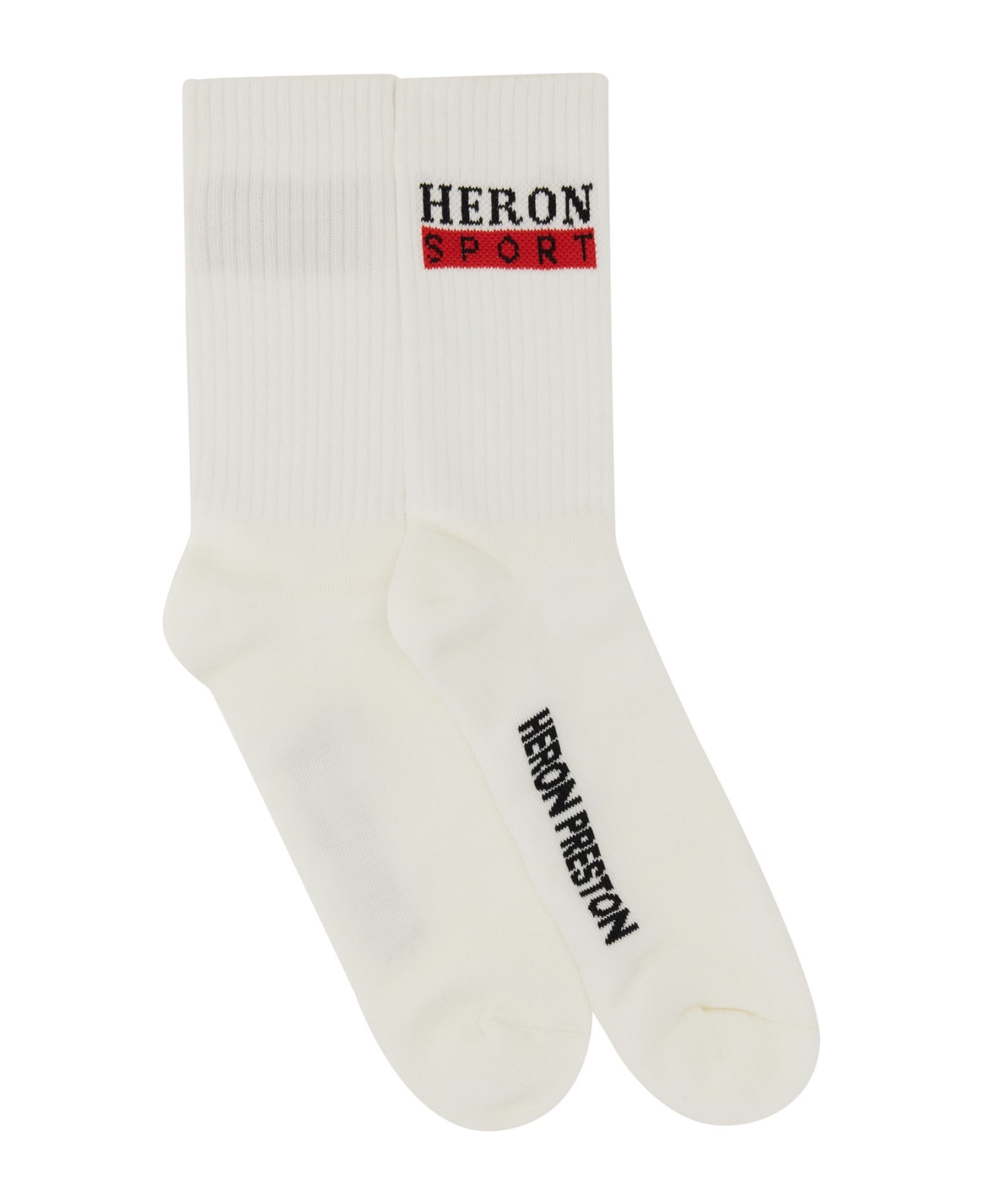 HERON PRESTON Sock With Logo Embroidery - BIANCO
