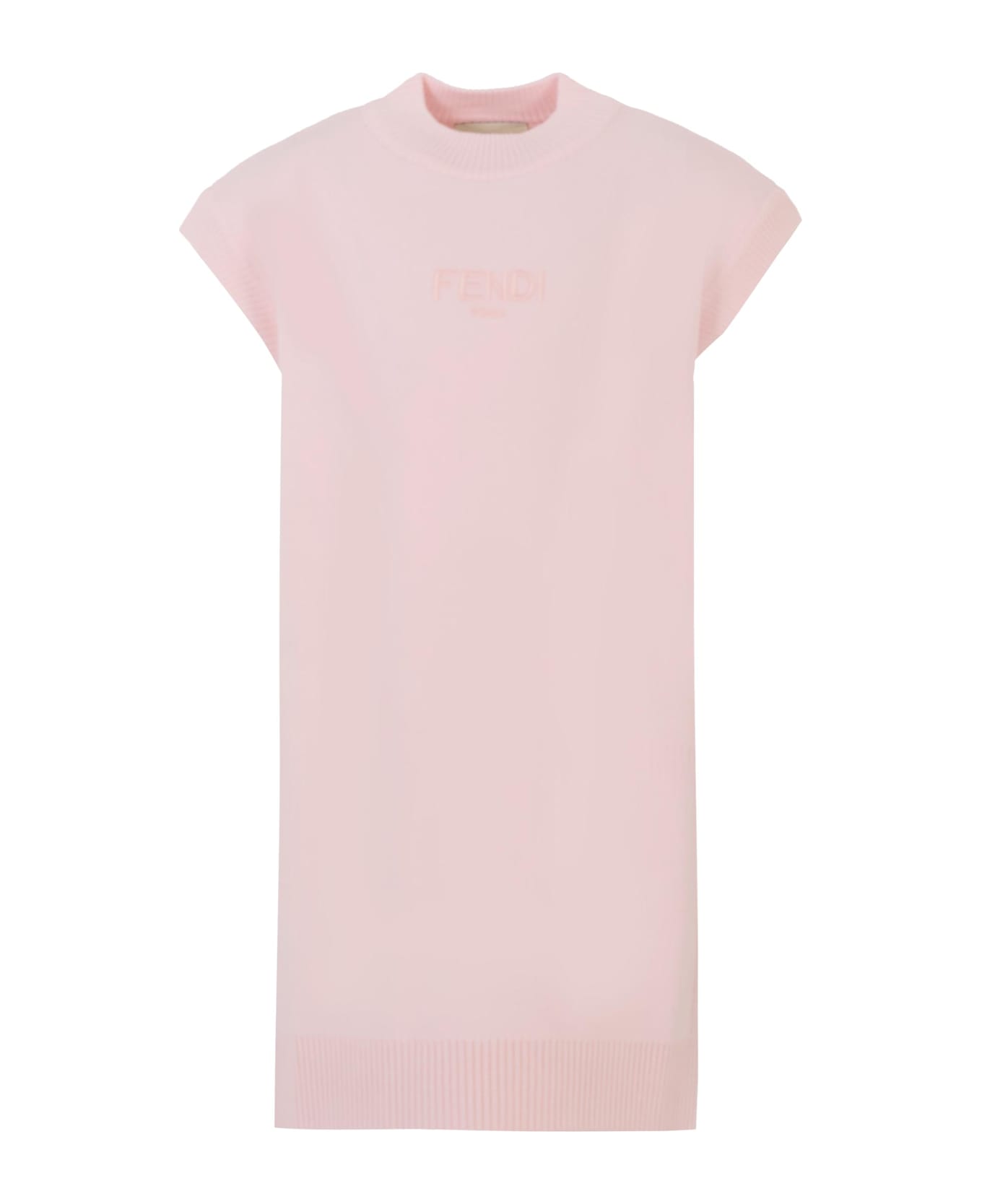 Fendi Pink Dress For Girl With Logo - Pink