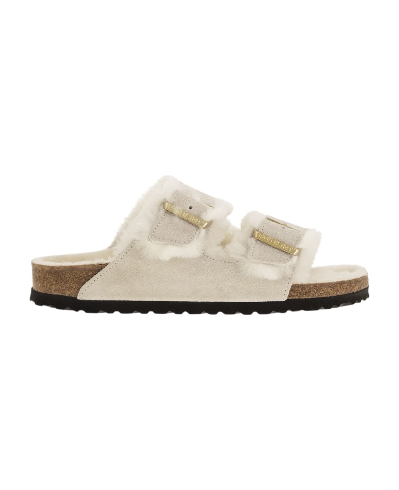 Birkenstock Arizona - Suede Lamb Fur Slipper - White