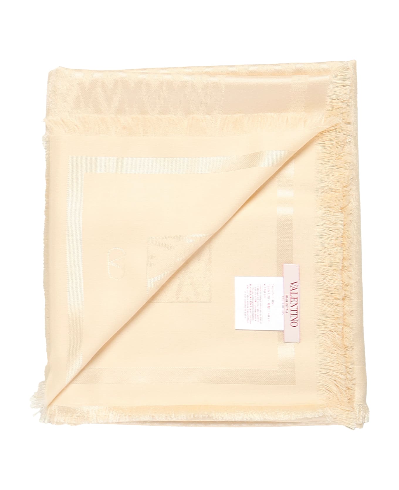 Valentino Garavani Toute La V Shawl In Silk And Wool - White