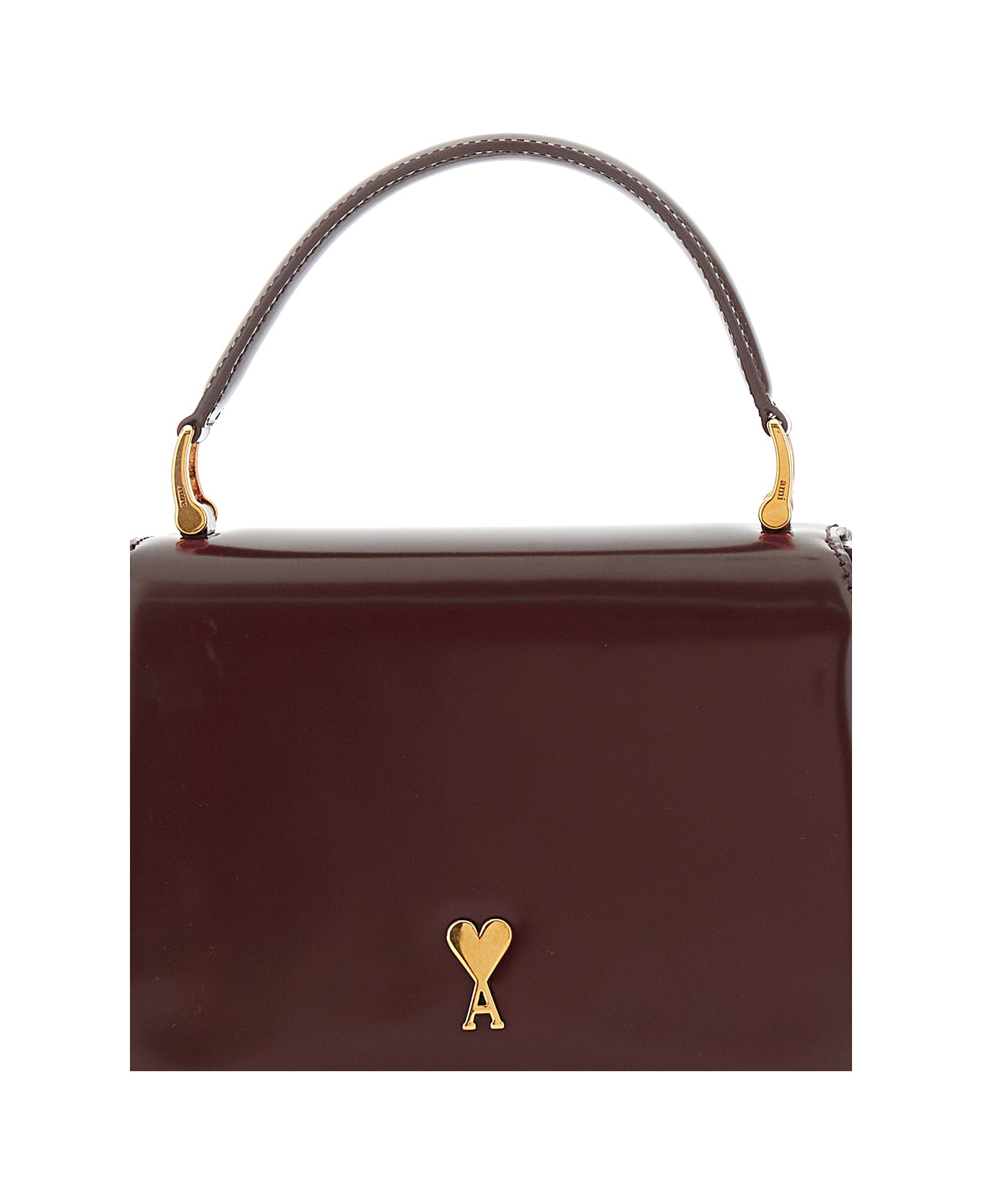Ami Alexandre Mattiussi Bordeaux Handbag With Adc Patch On The Front And Adjustable And Removable Shoulder Strap In Leather Woman - Bordeaux