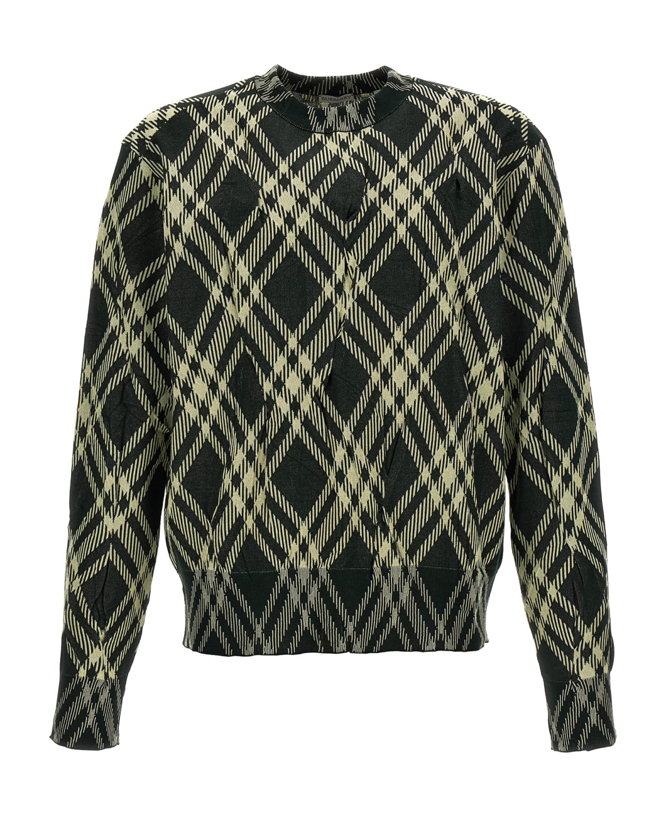 Burberry Check Crinkled Sweater - Green