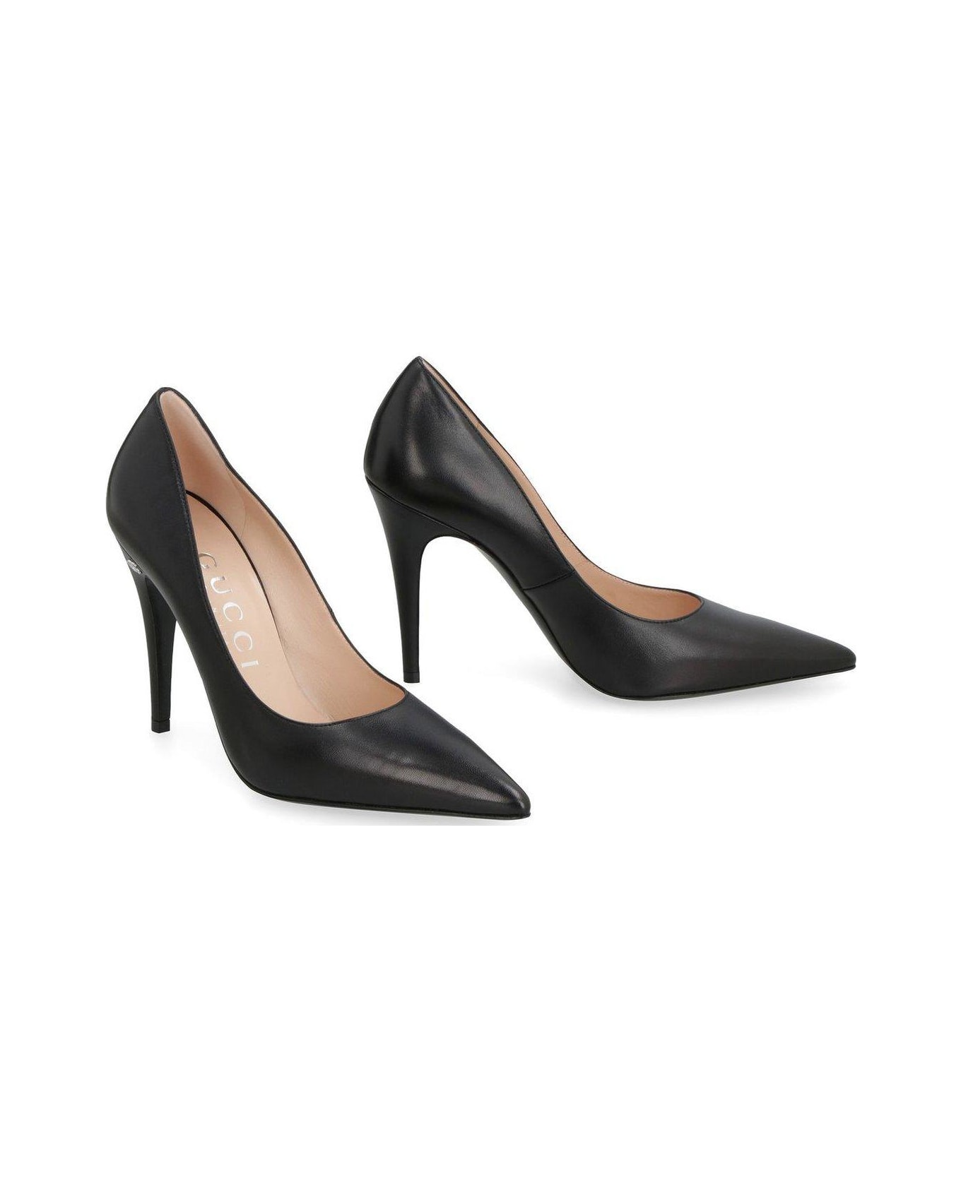 Gucci Logo Detailed Pointed-toe Pumps - Black ハイヒール