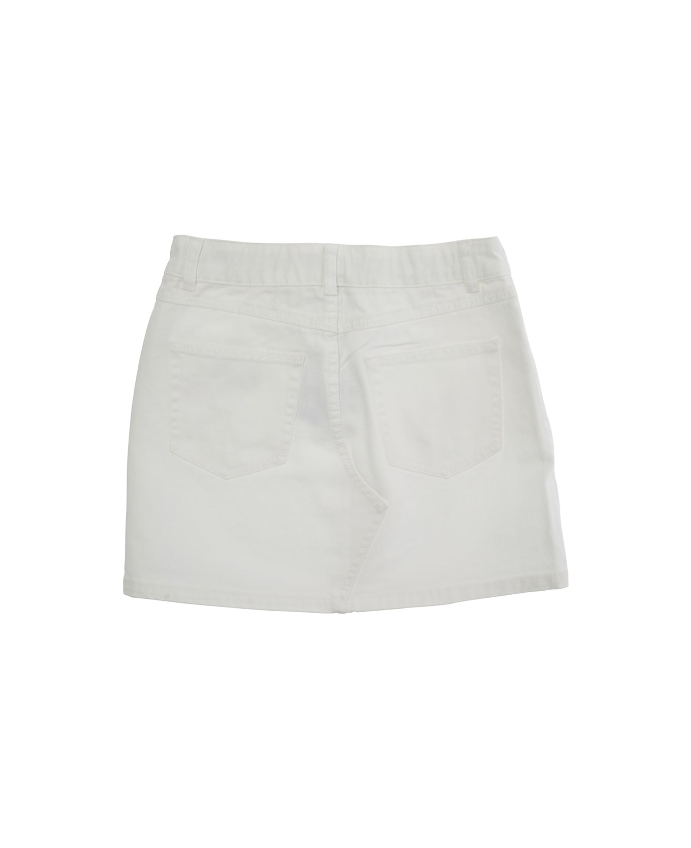 Moschino White Skirt With Teddy Bear Motif On The Front In Denim Girl - White