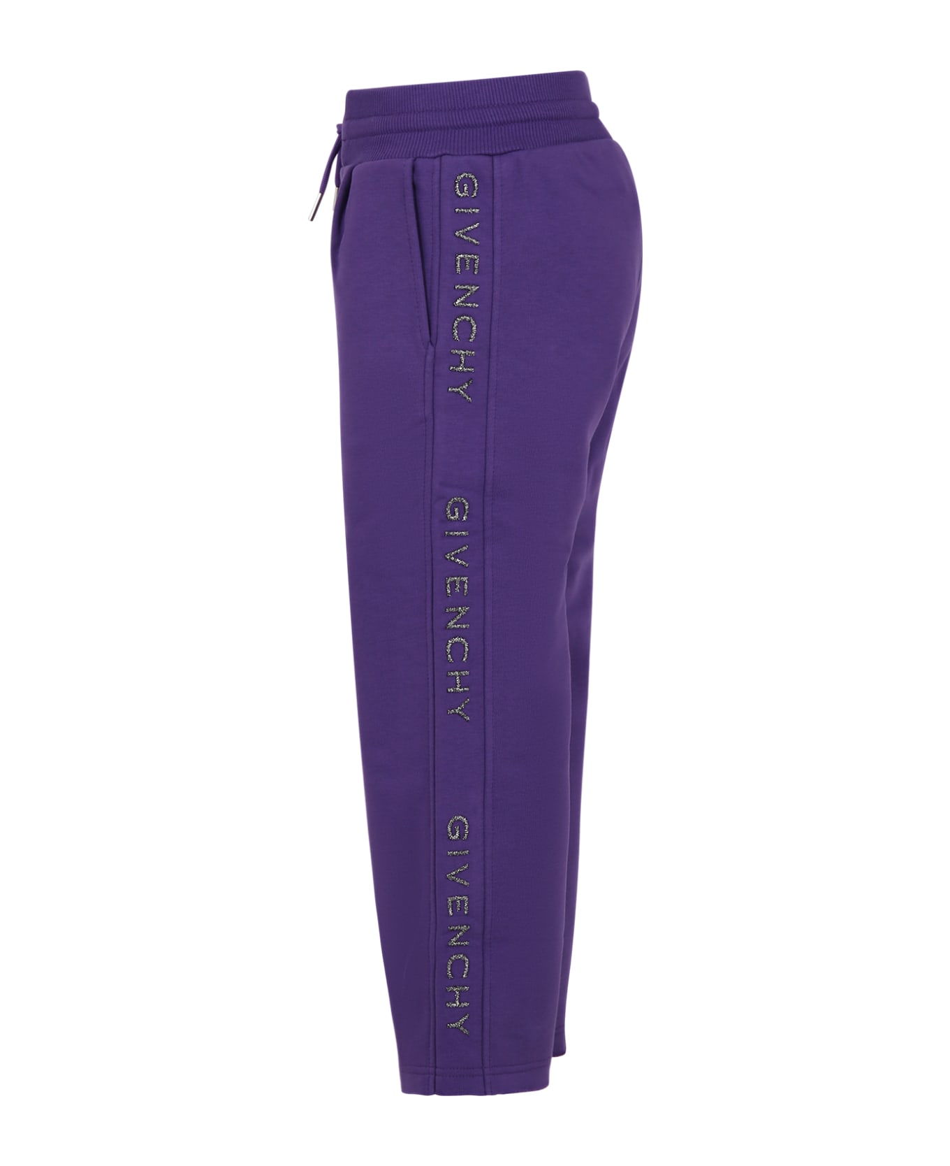 Givenchy Purple Trousers For Girl With Logo - C Violetto ボトムス
