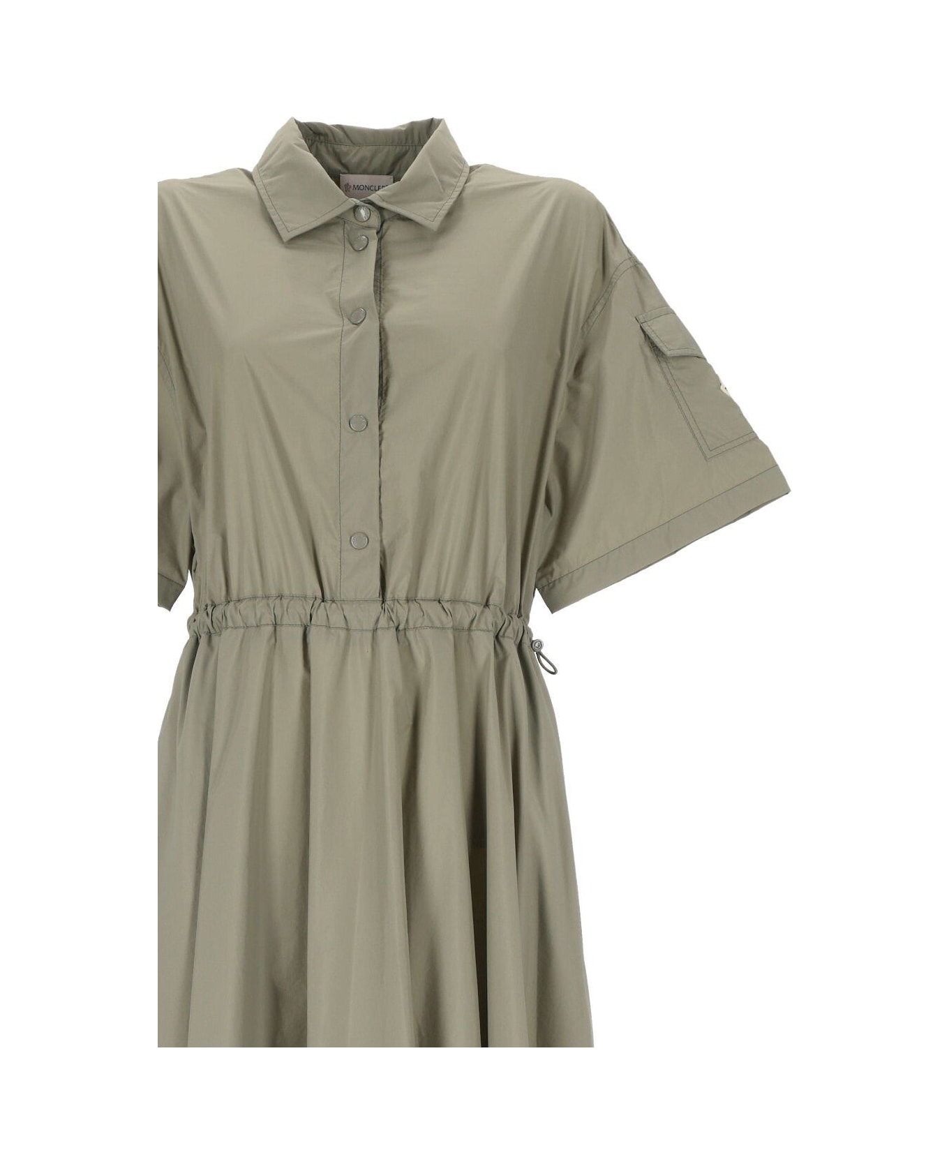 Moncler Button Detailed Short-sleeved Dress - GREY ワンピース＆ドレス