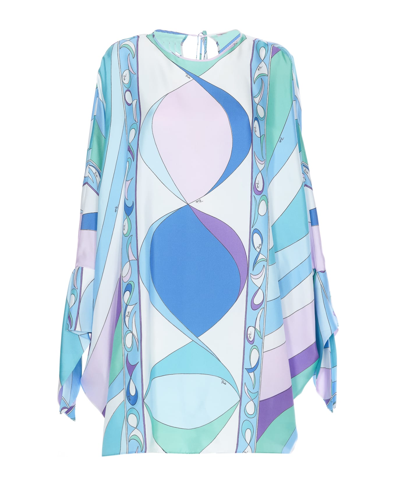 Pucci Pesci Print Silk Kaftano Dress - Blue