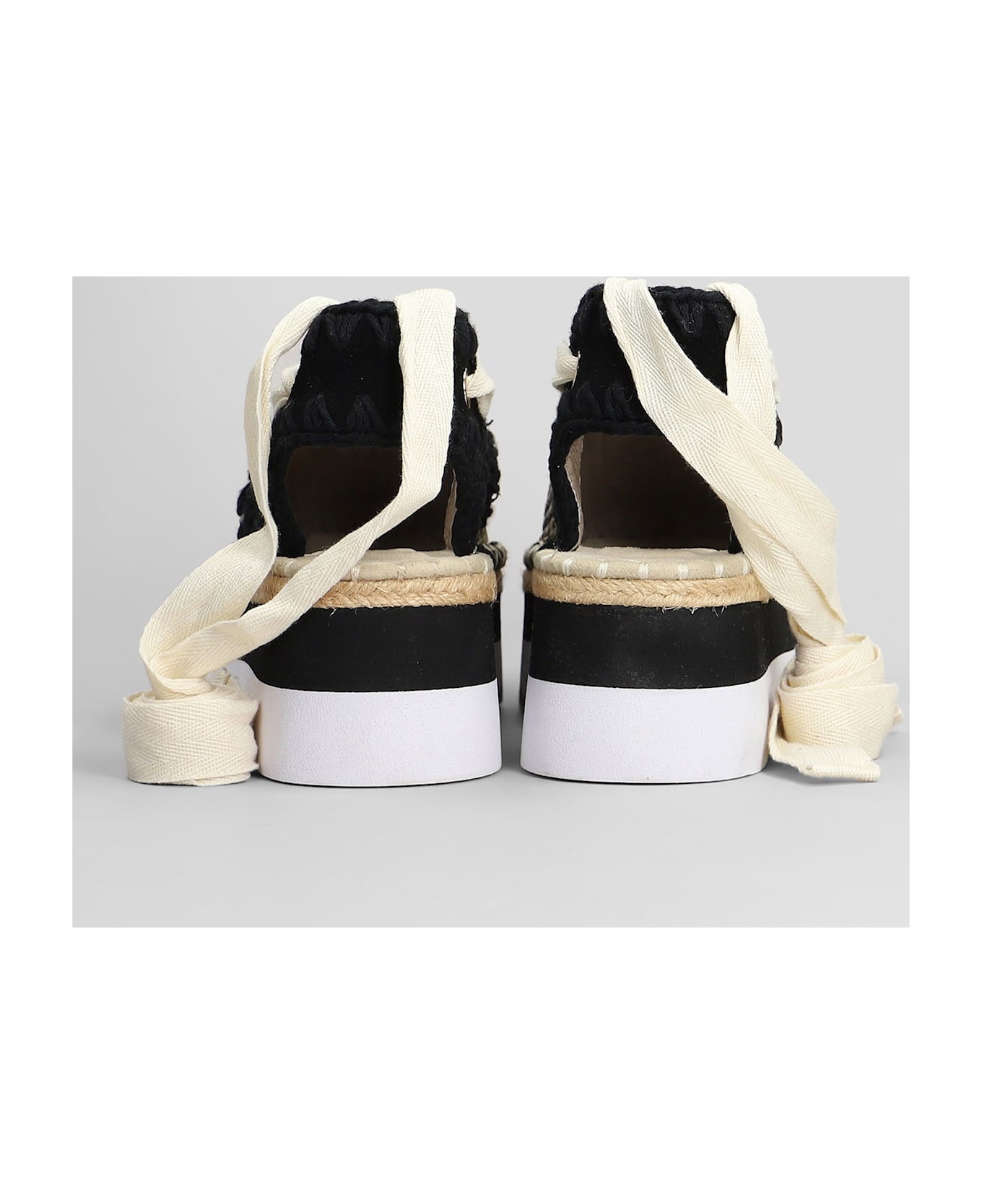 Mou Espa Sandal Espadrilles In Black Raffia - black