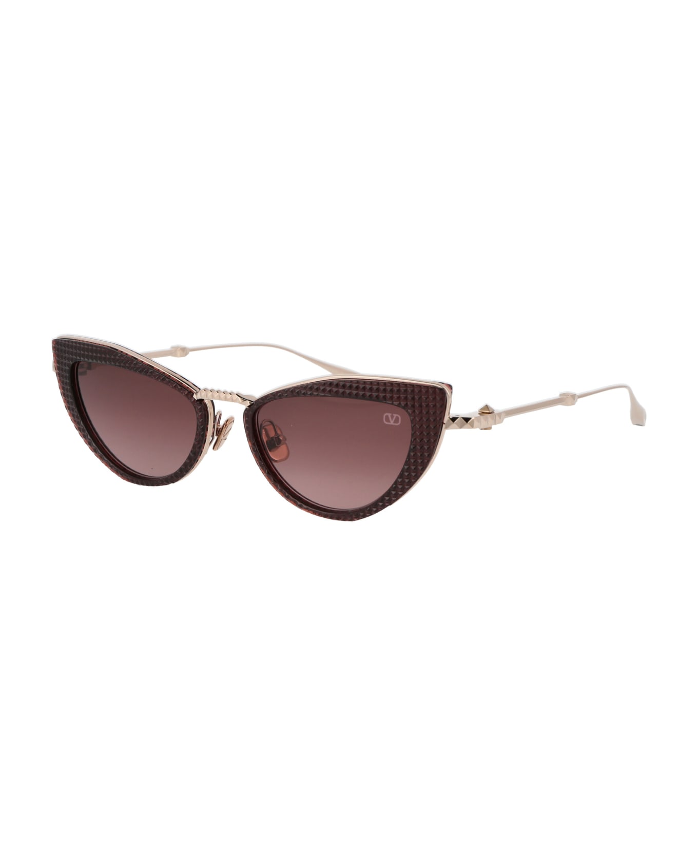 Valentino Eyewear Viii Sunglasses - WHITE GOLD CRYSTAL BORDEAUX W/ DARK ROSE TO LIGHT ROSE GRADIENT