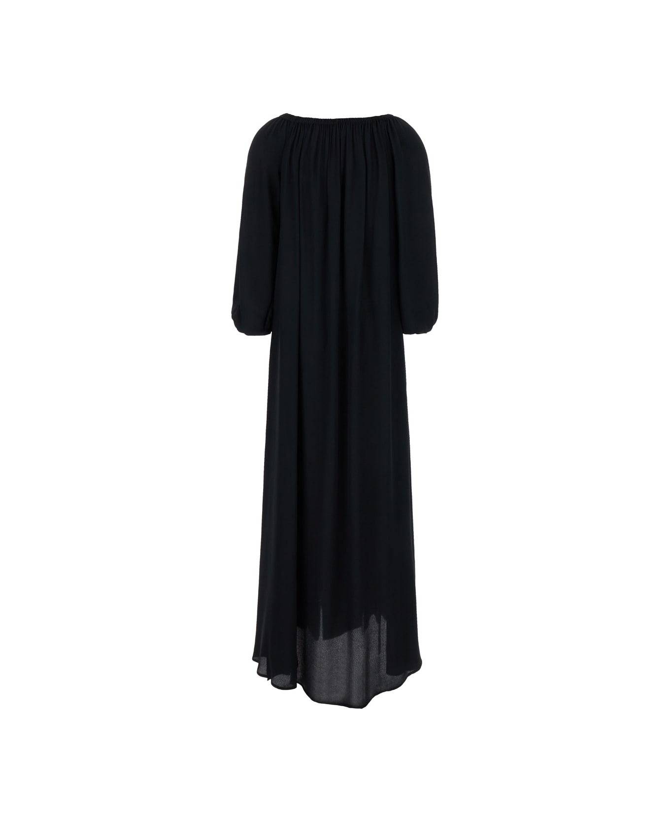 Federica Tosi Black Off Shoulder Maxi Dress In Silk Blend Woman - Black