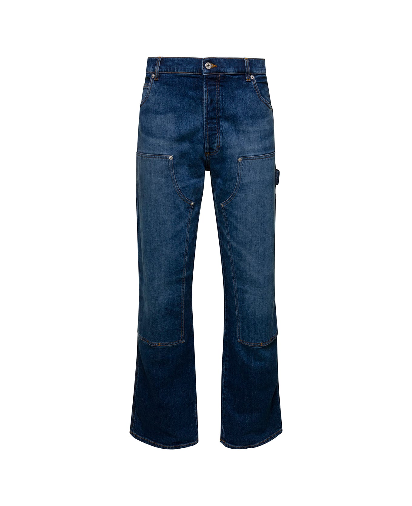 HERON PRESTON Blue Whiskering Effect Washed Denim Jeans In Cotton Man - Blu