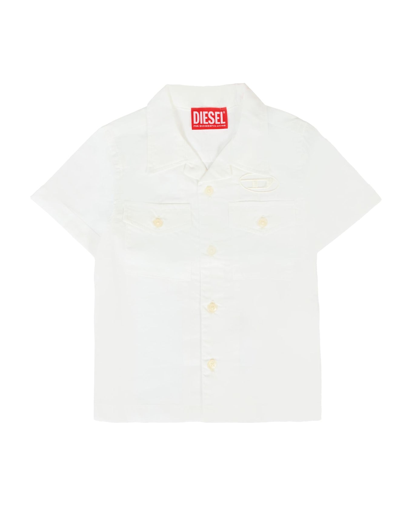 Diesel White Shirt For Baby Boy With Logo - White
