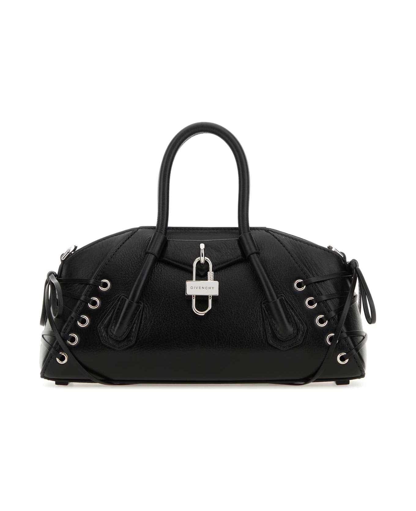 Givenchy Black Leather Mini Antigona Stretch Handbag - Black