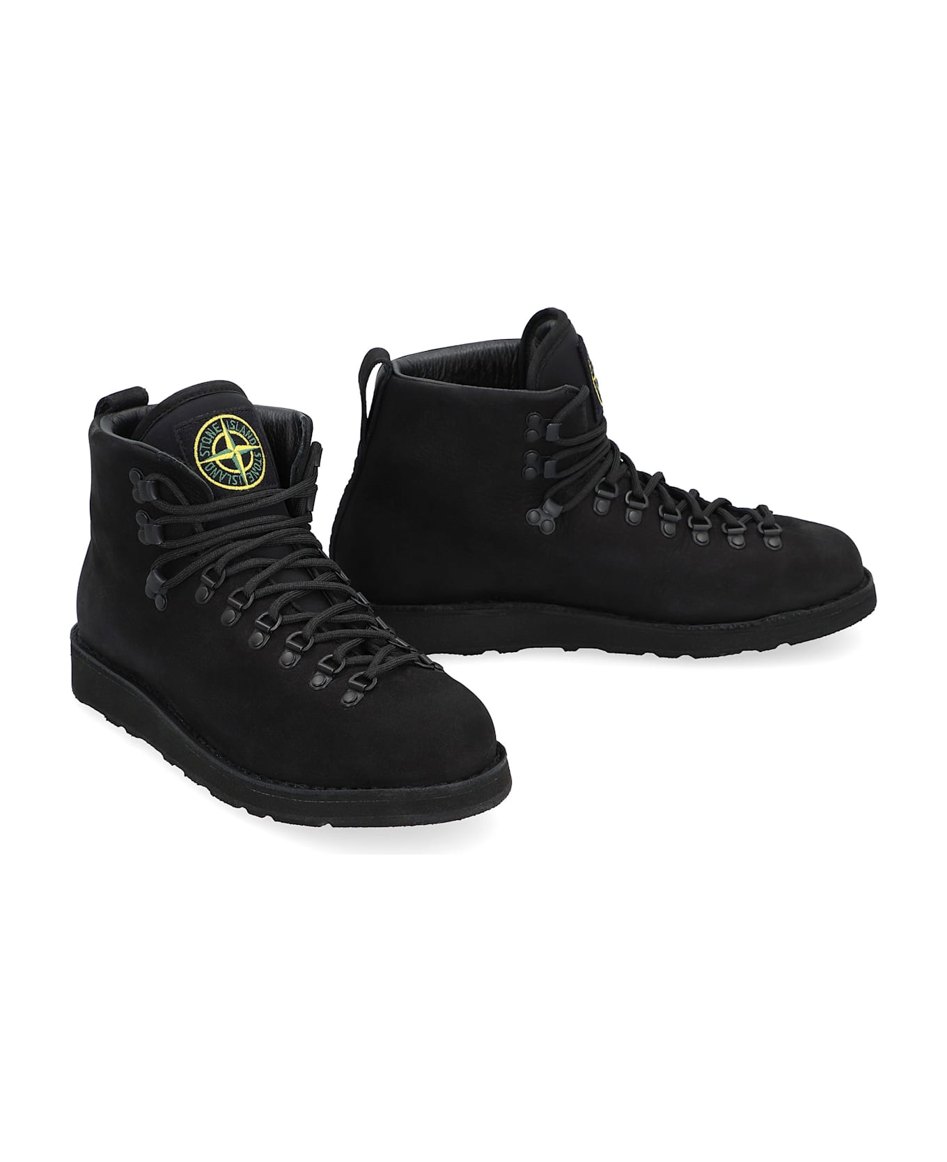 Stone Island Leather Lace-up Boots - black