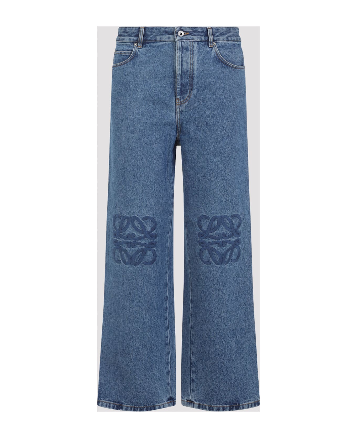 Loewe Anagram Baggy Jeans - Mid Blue Denim