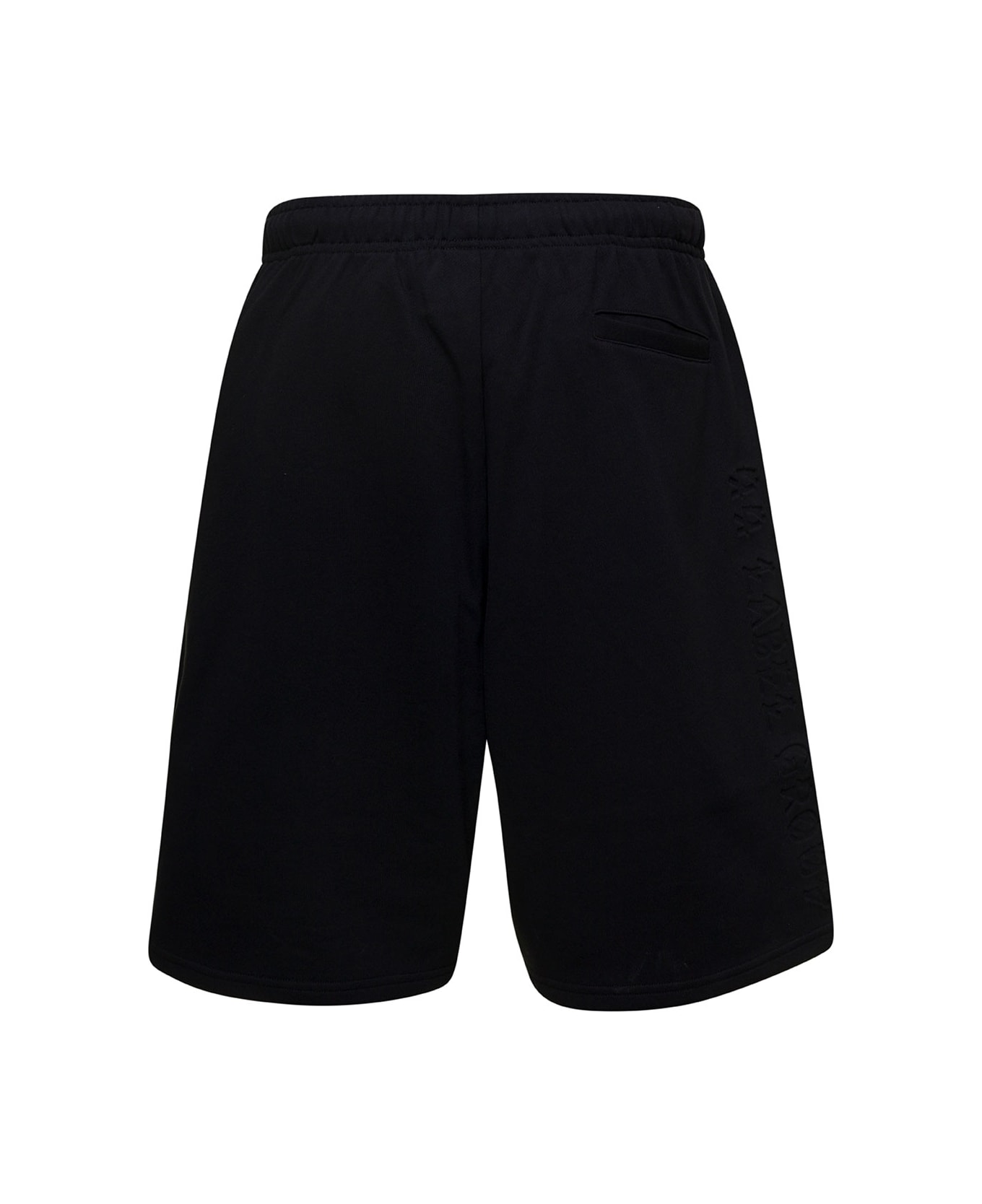 44 Label Group Black Shorts With Logo Print In Cotton Man - Black ショートパンツ