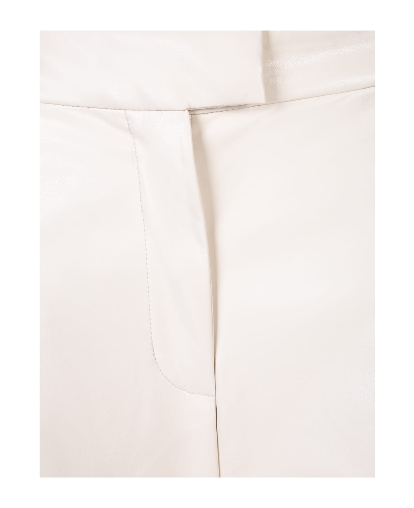 STAND STUDIO Ivory Faux Leather Flare Trousers - White ボトムス