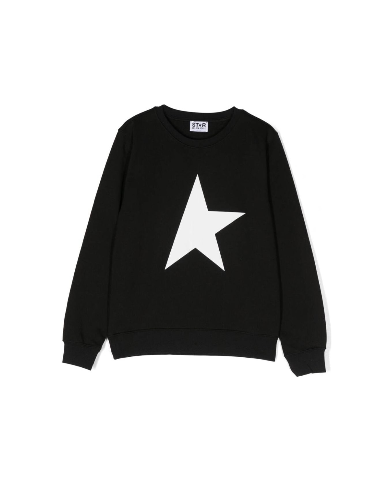 Golden Goose Star Boy's Crewneck Regular Sweatshirt / Big Star Printed Include Cod Gyp - Black