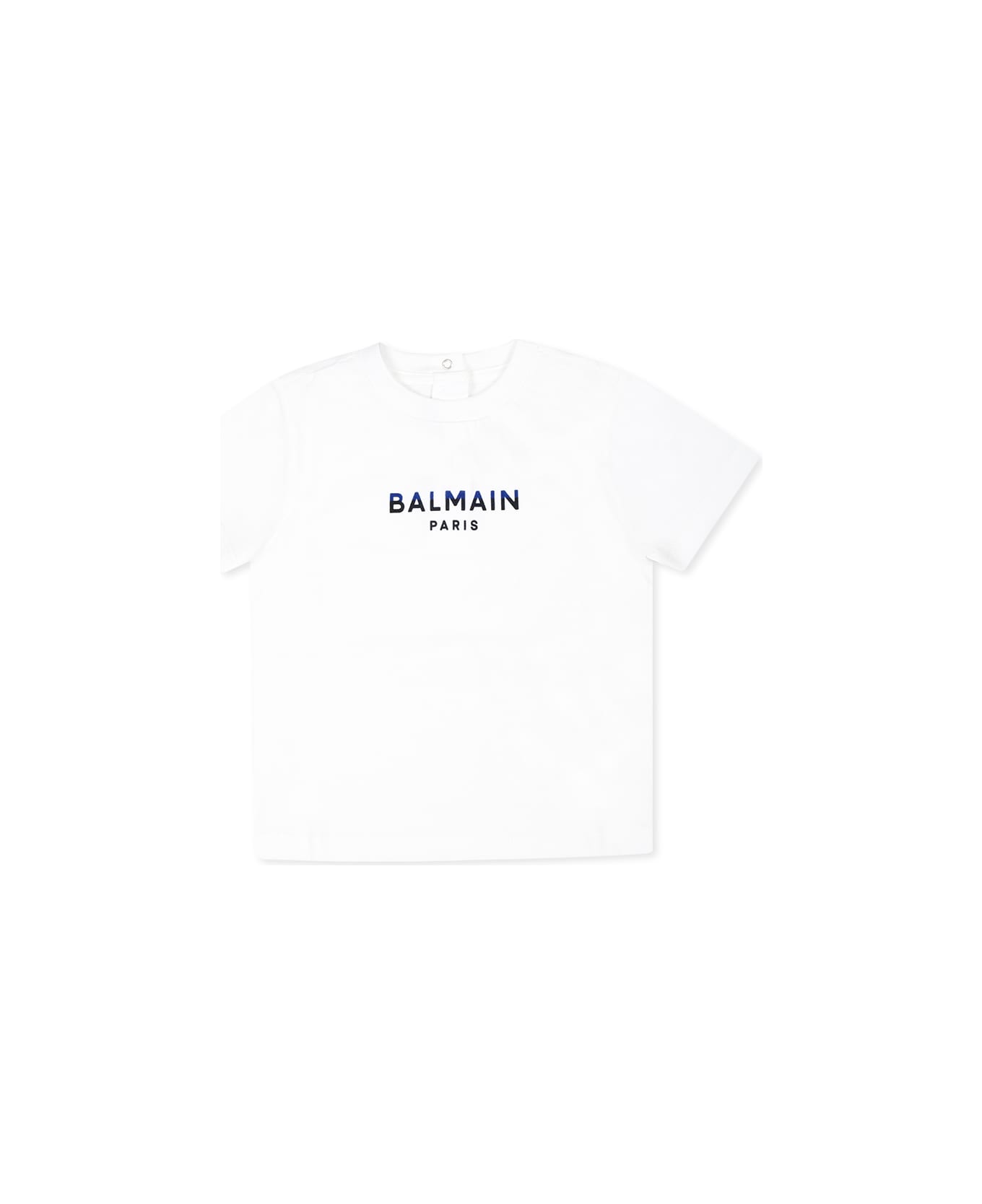 Balmain White T-shirt For Babykids With Logo - White