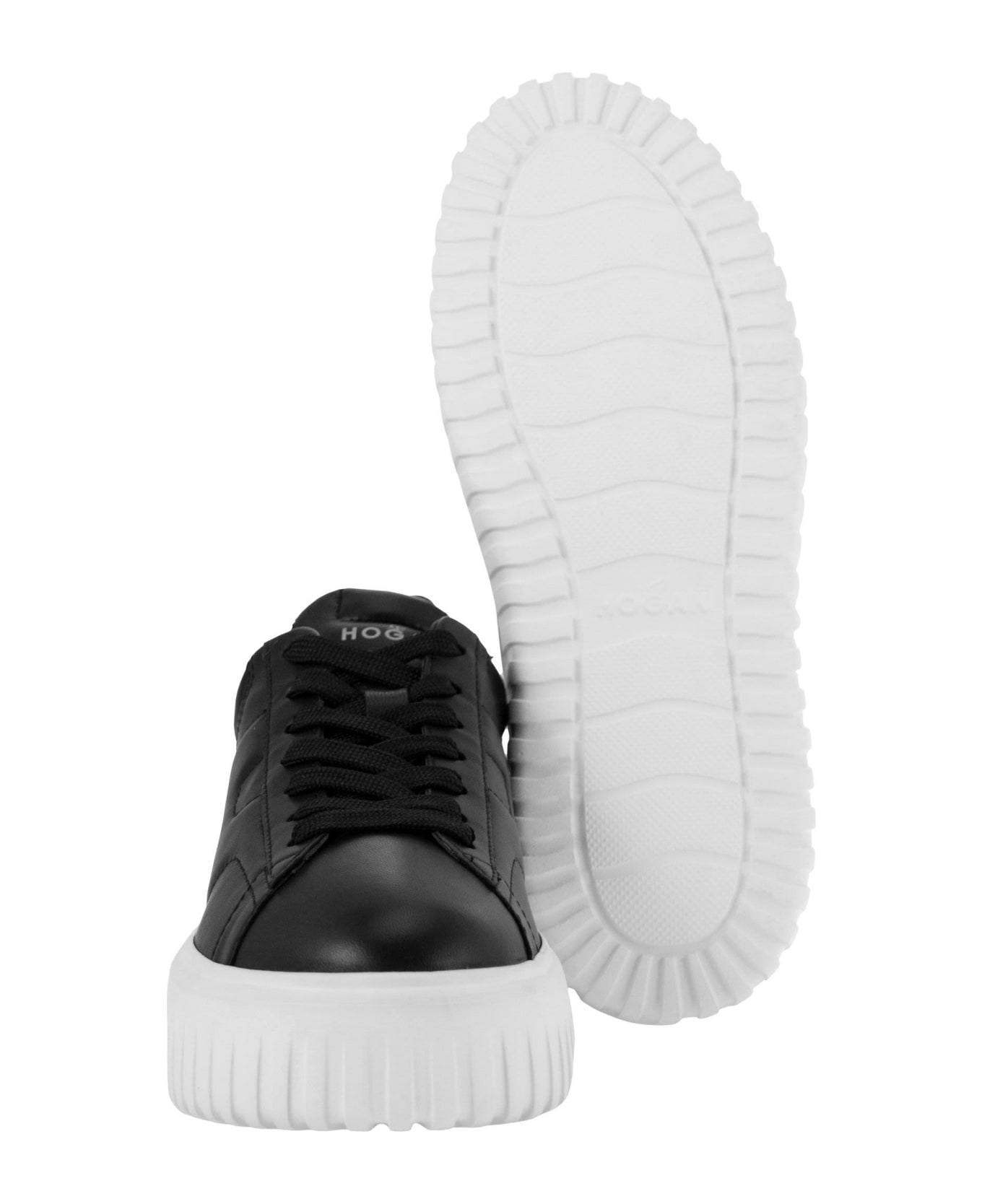 Hogan H-stripes Sneakers In Nappa Leather - Black/white ウェッジシューズ