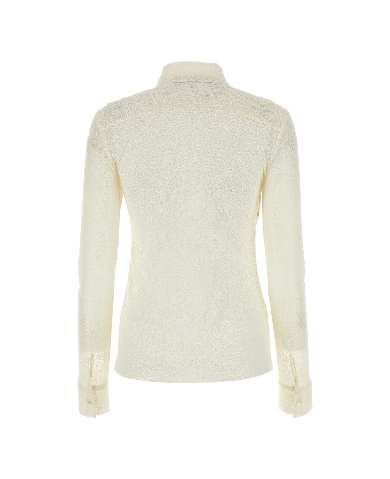 Philosophy di Lorenzo Serafini Floral-lace Semi-sheer Buttoned Shirt - White