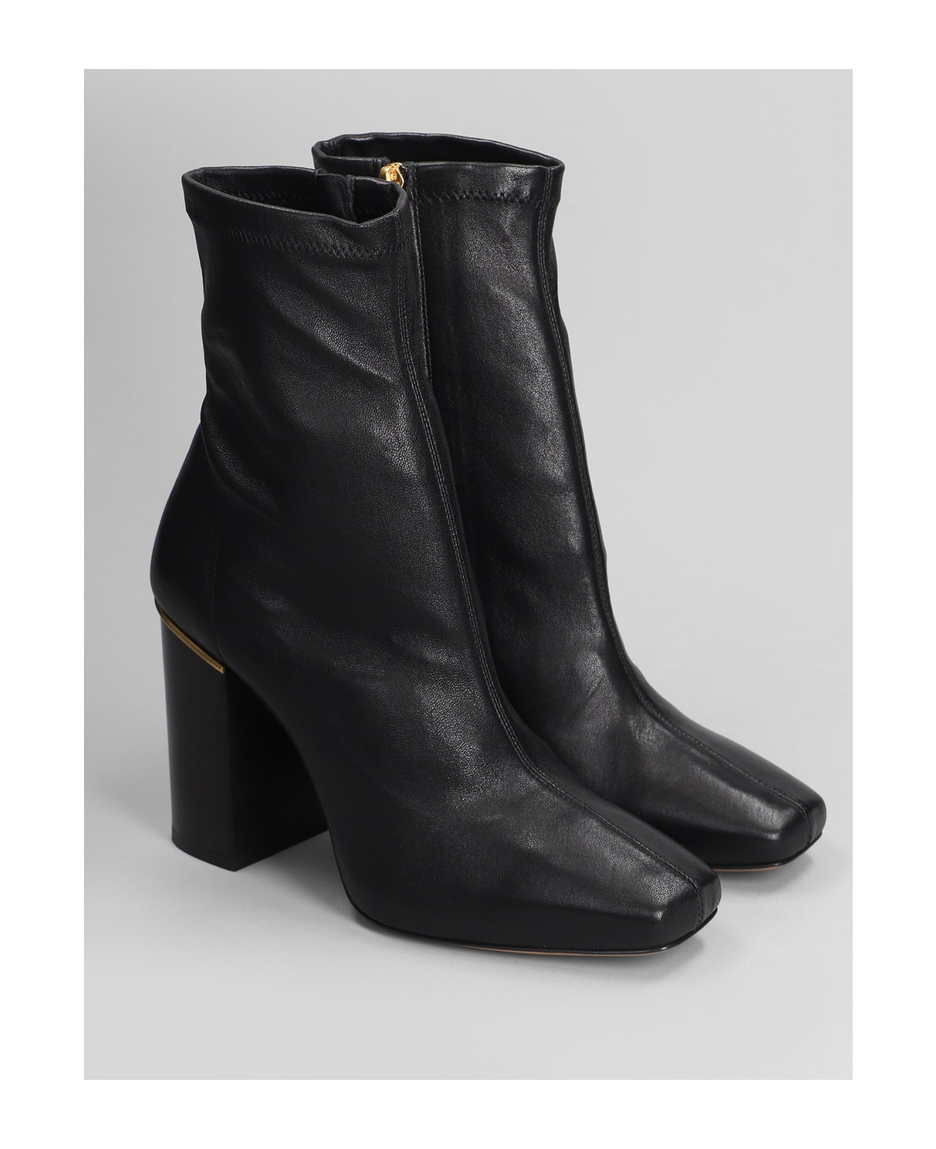 Chloé Ambre High Heels Ankle Boots In Black Leather - black
