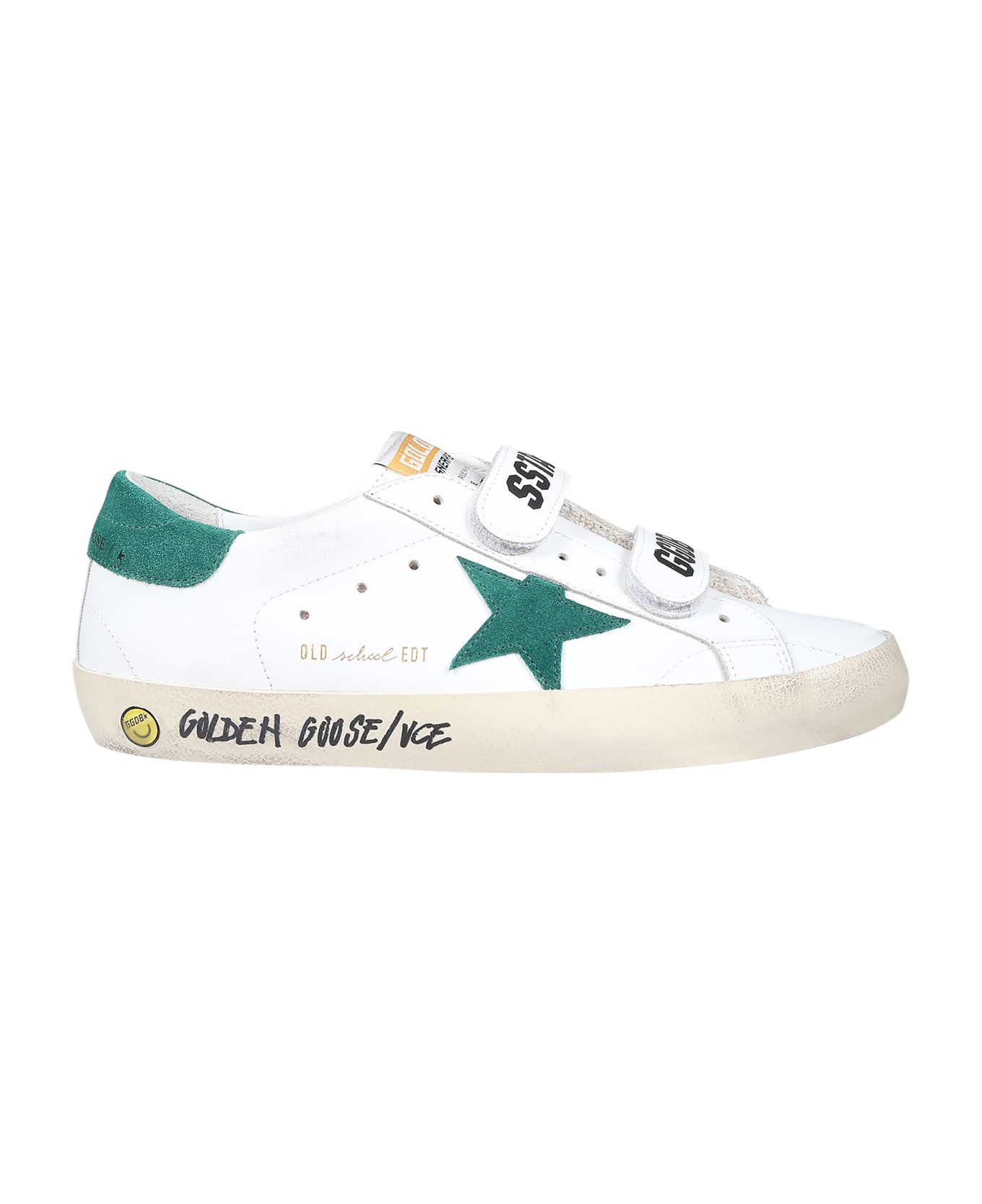 Golden Goose White Old School Sneakers For Kids With Star - White