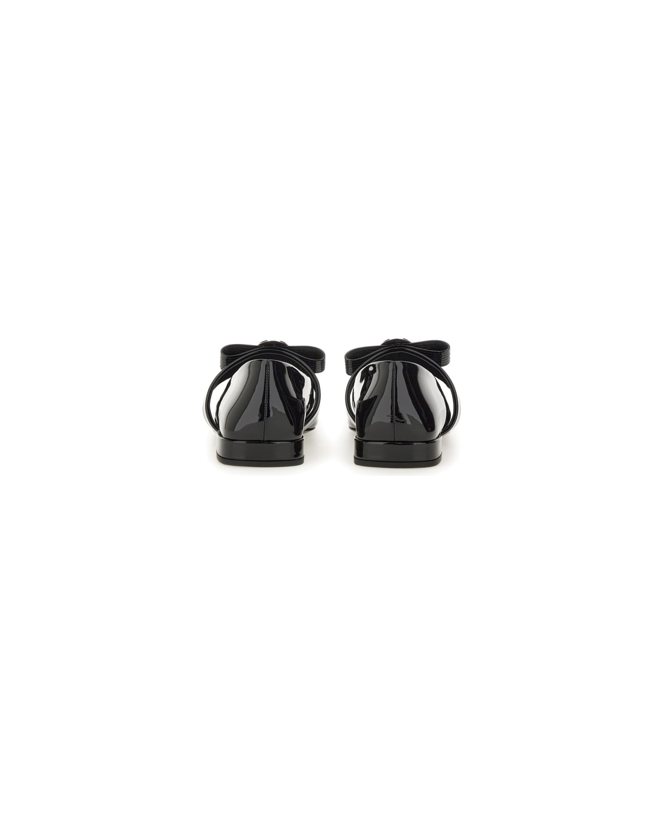 Versace Patent Leather Ballerina "gianni Ribbon" - BLACK