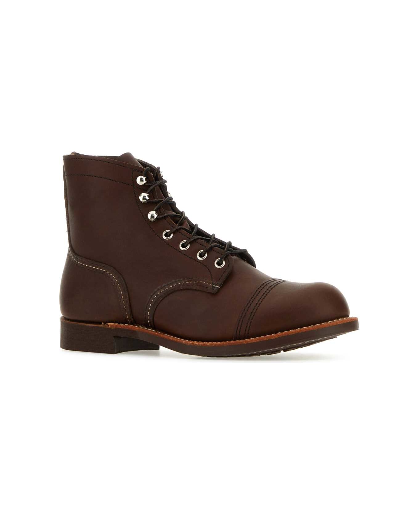Red Wing Brown Leather Iron Ranger Ankle Boots - AMBER HARNESS