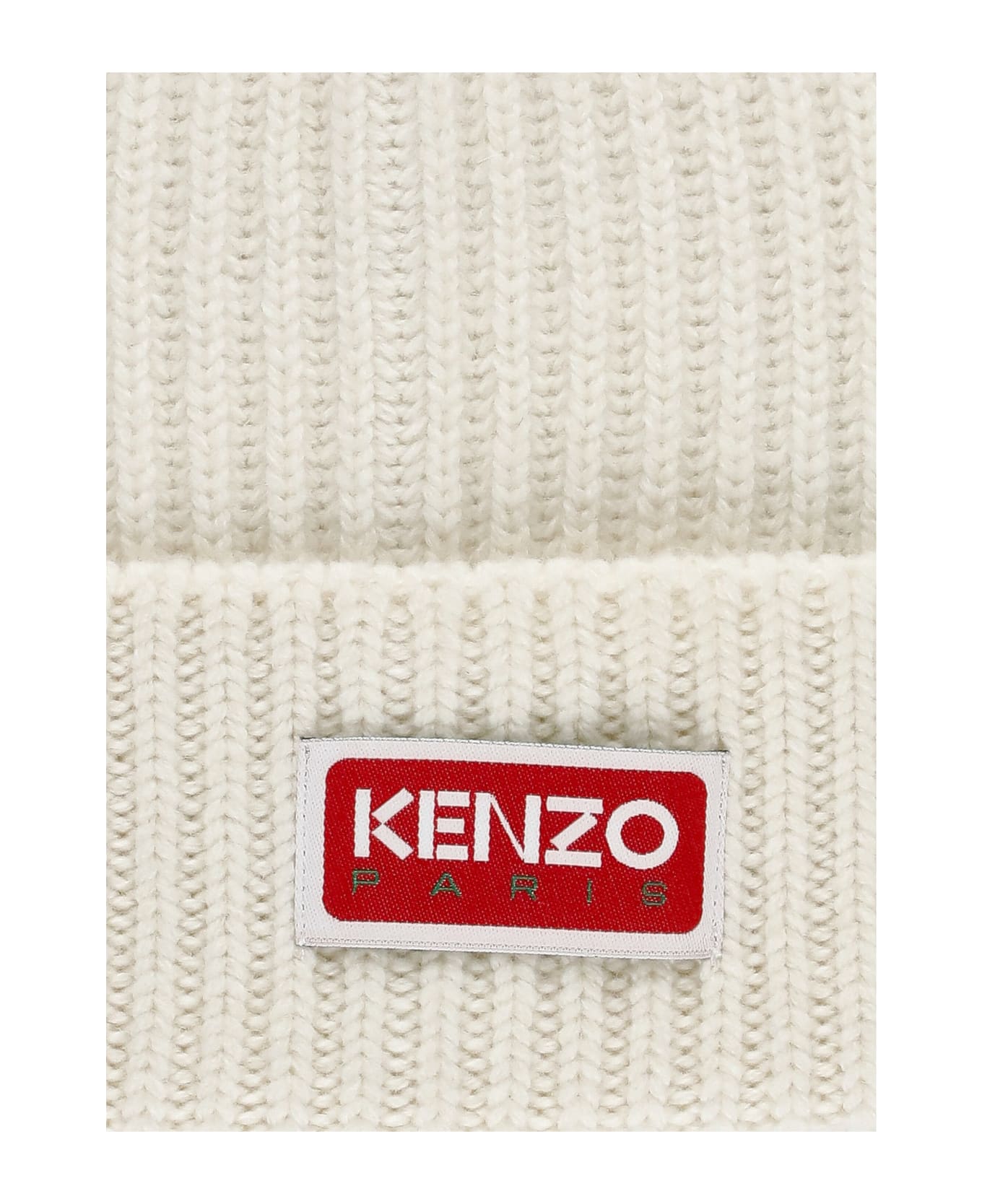 Kenzo Logo Patch Beanie - White 帽子