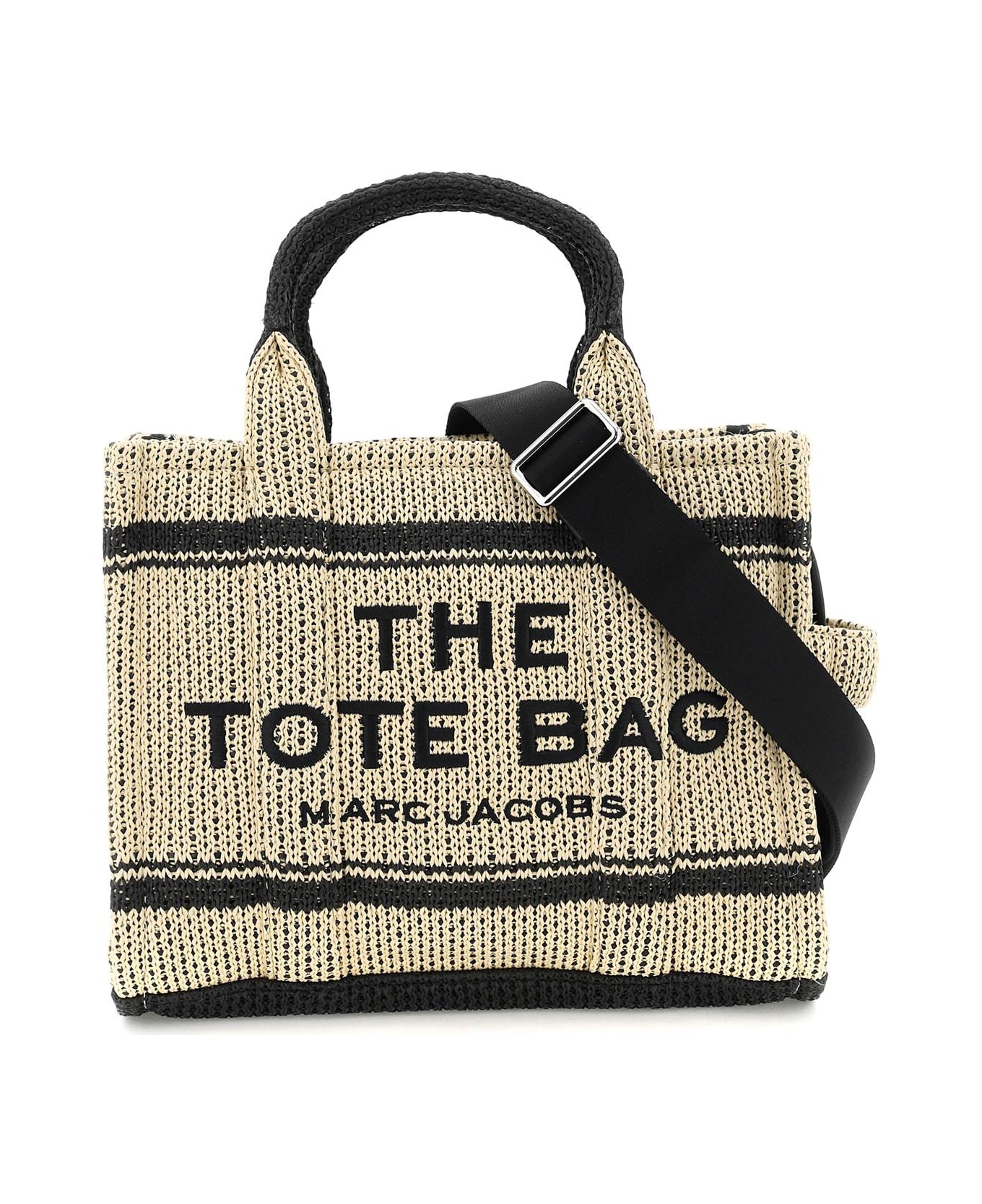 Marc Jacobs 'the Straw Jacquard Medium Tote Bag' - NATURAL (Black)