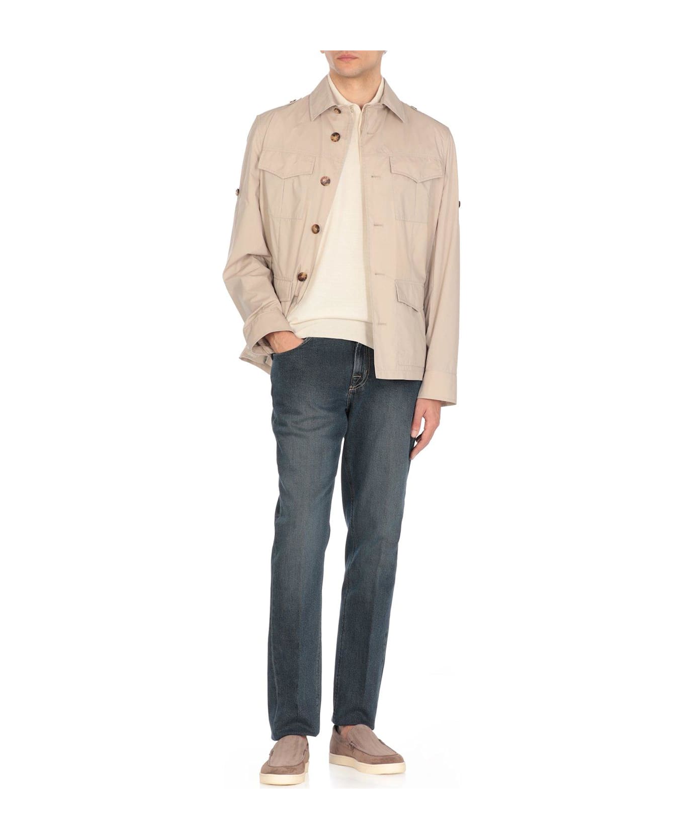 Brunello Cucinelli Short Sleeved Polo Shirt - White