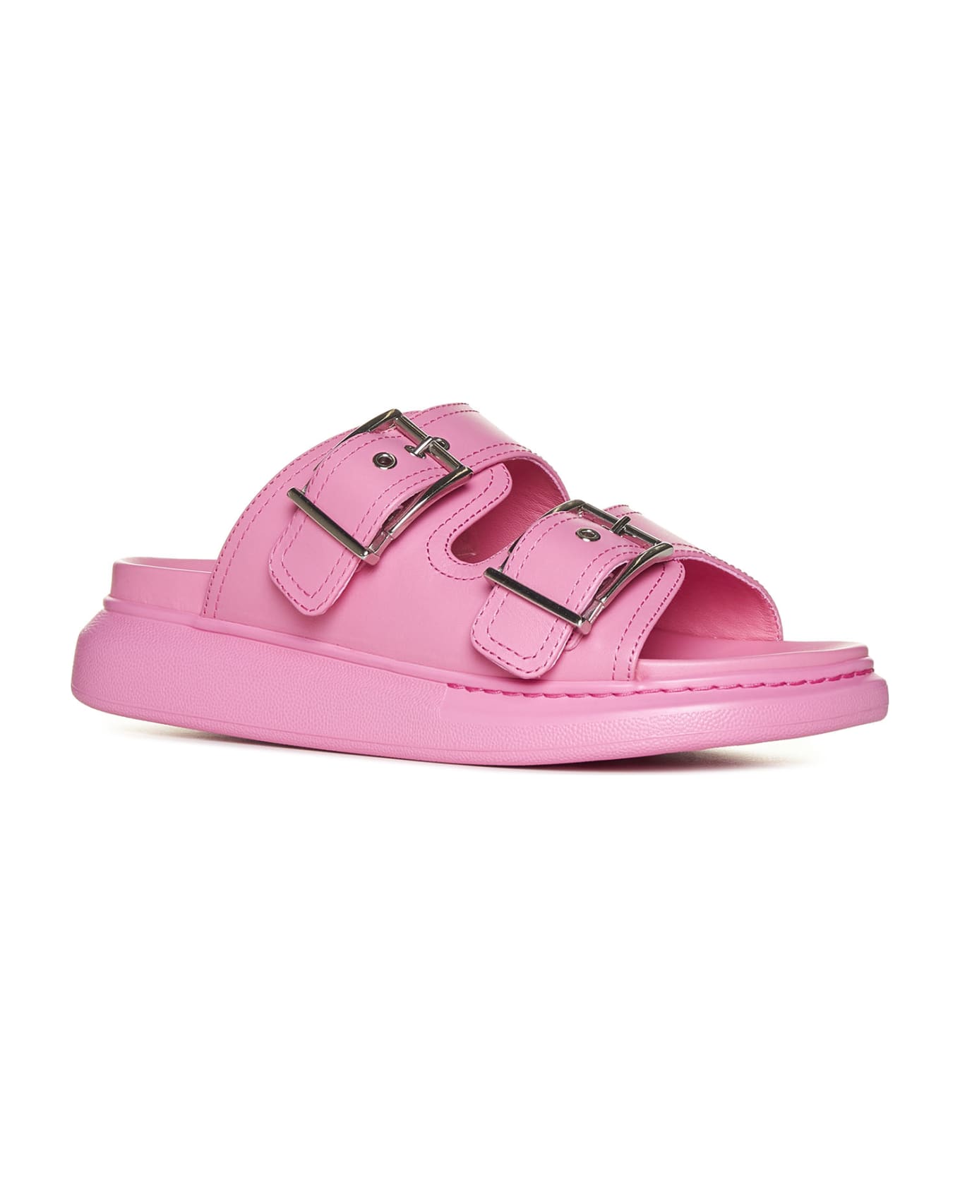Alexander McQueen Pink And Silver Hybrid Sandal - Sugar Pink Silver