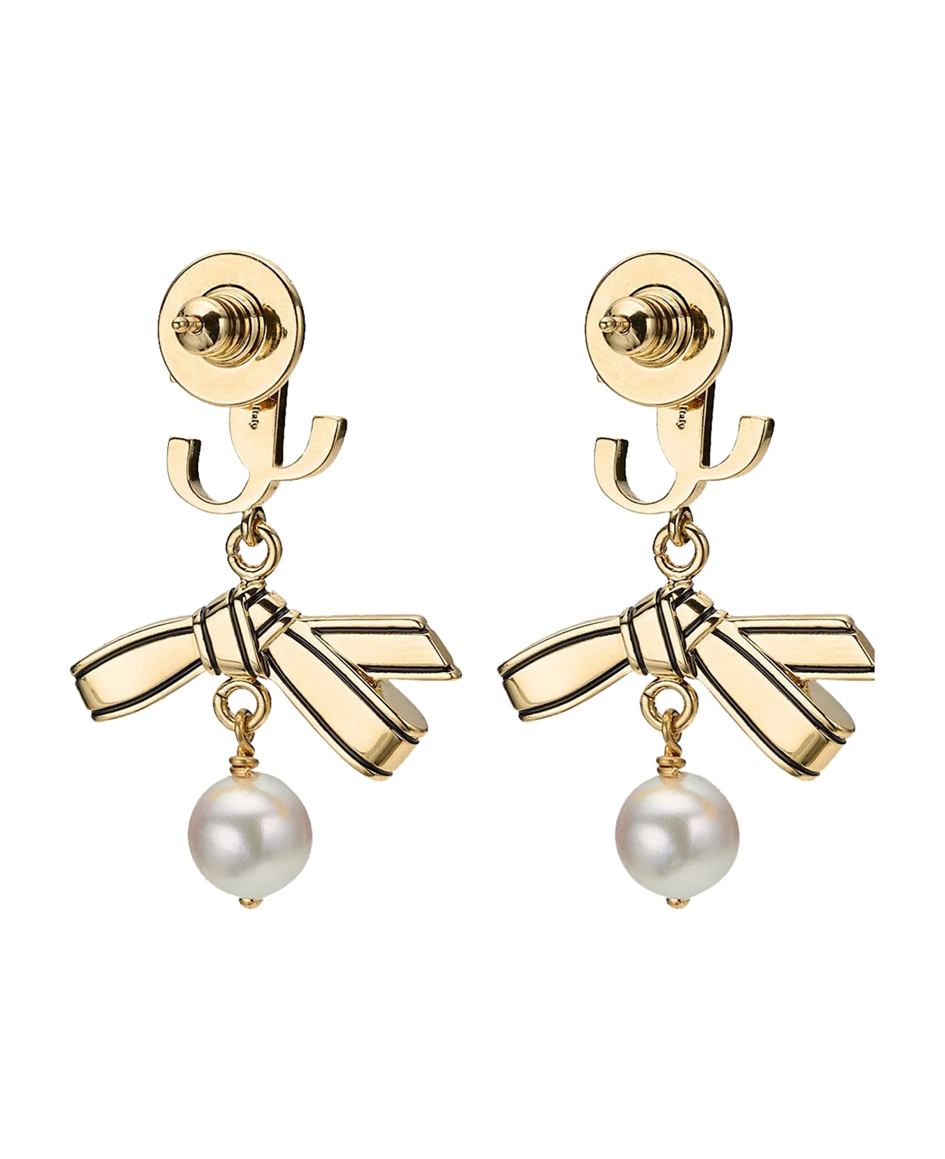 Jimmy Choo Ribbon Pearl Earrings - Golden