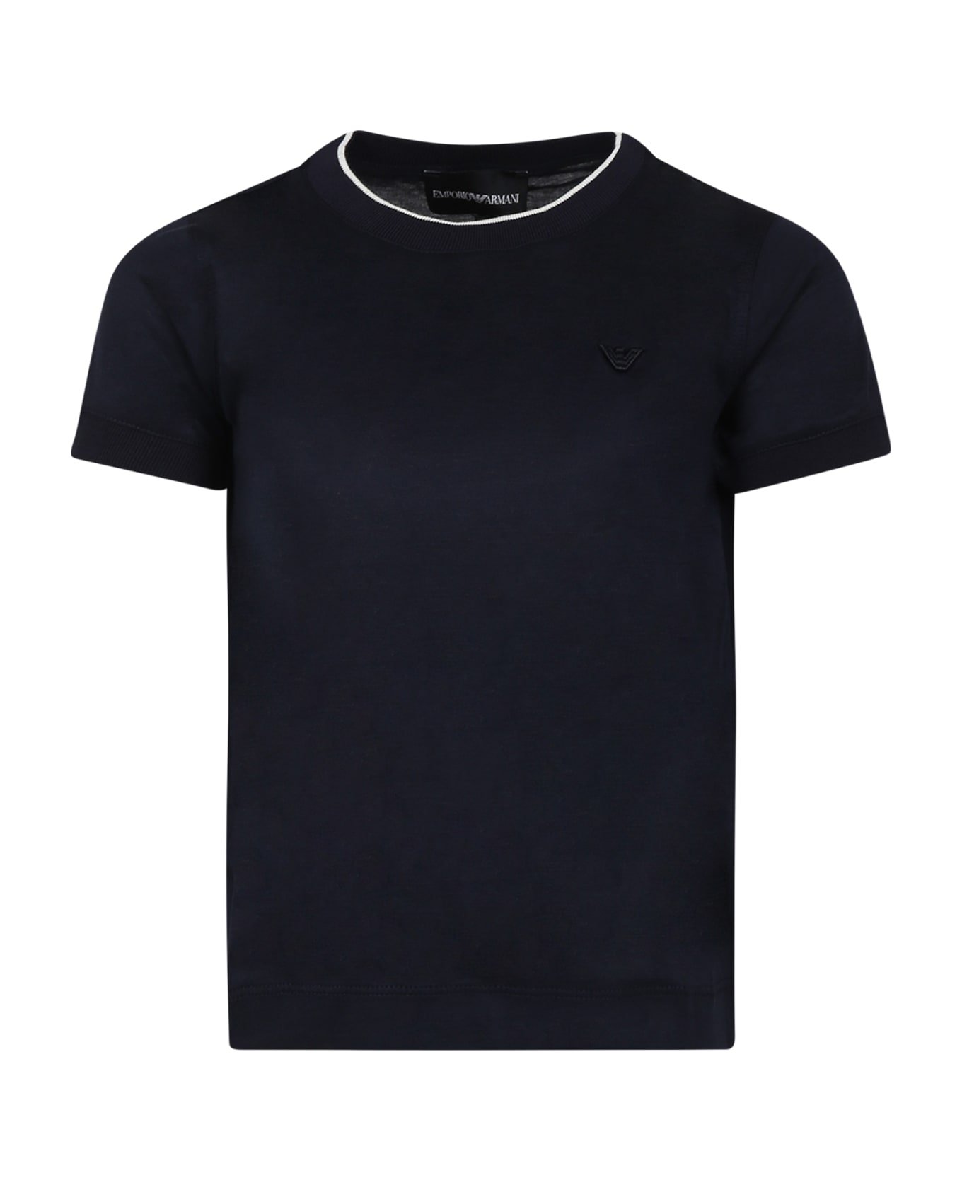 Emporio Armani Blue T-shirt For Boy With Eagle - Navy Side Tシャツ＆ポロシャツ