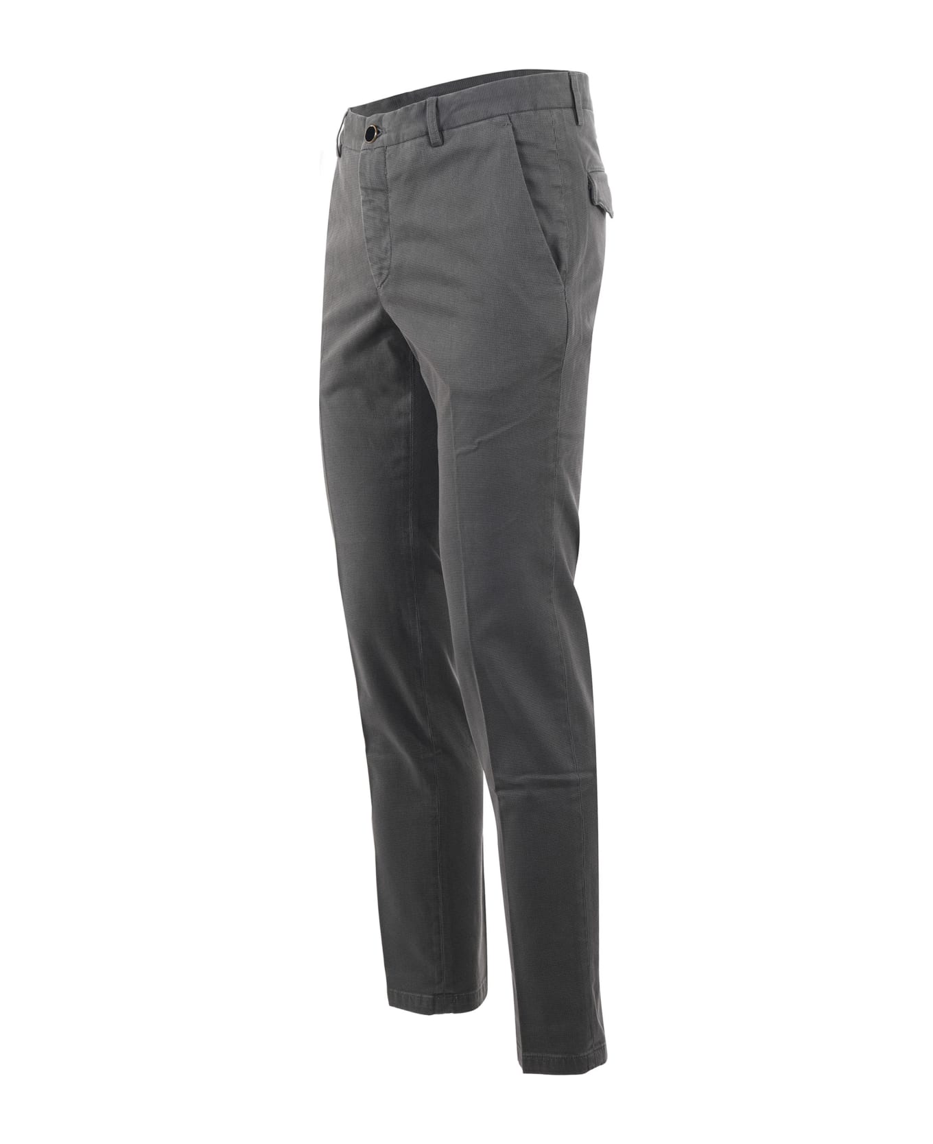 PT Torino Pt01 Trousers In Micro Patterned Stretch Cotton - Grigio scuro