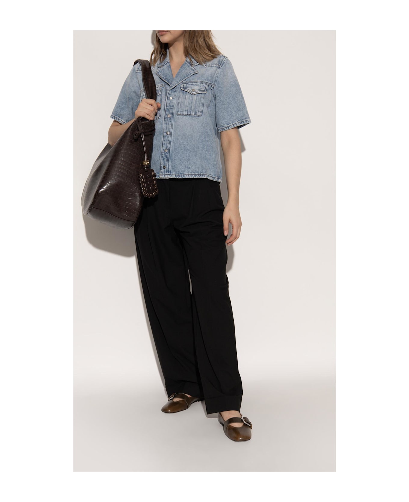 Ganni Ballet Flats With Buckles - DARK OLIVE