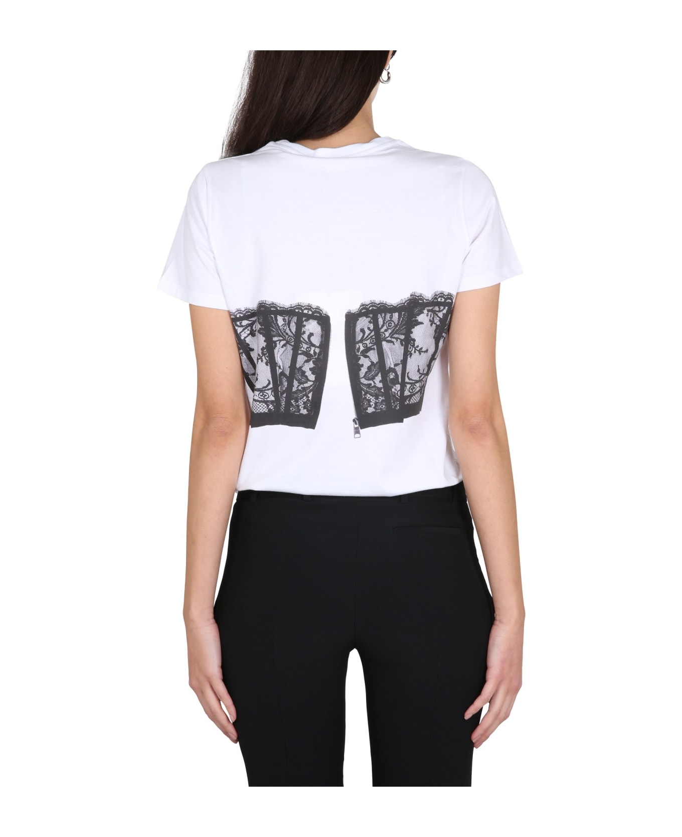 Alexander McQueen Lace Corset T-shirt - Bianco