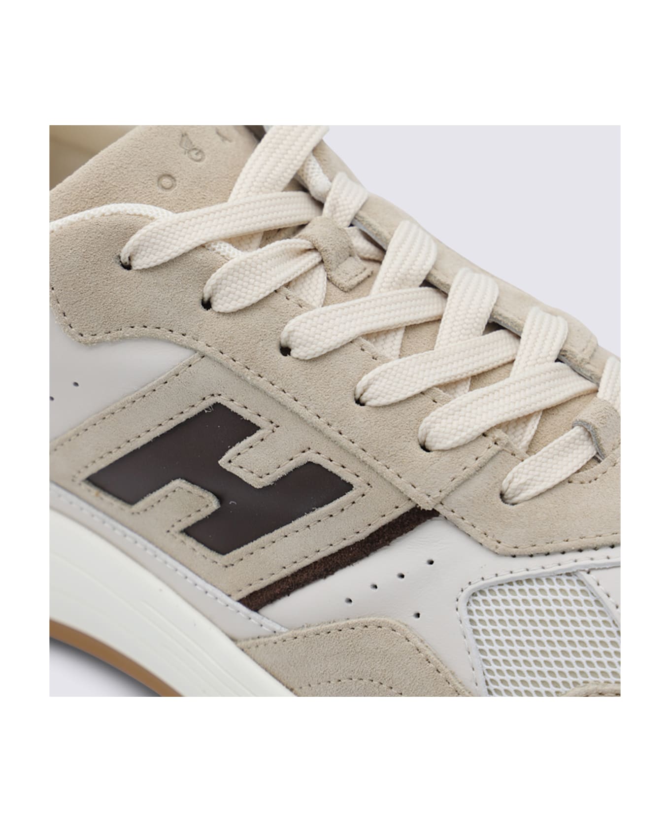 Hogan Beige And Brown Sneakers - Red