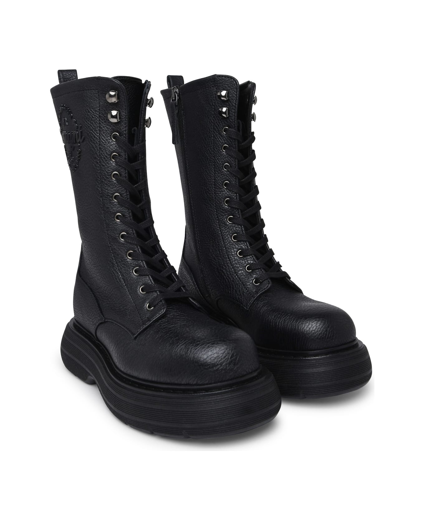 Chiara Ferragni 'ghirls' Black Hammered Leather Amphibious Boots - Black ブーツ