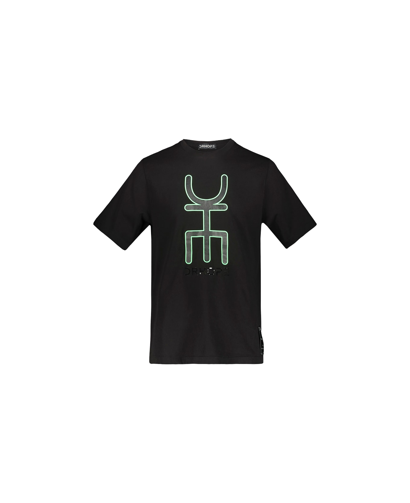 Drhope Black T-shirt With Logo Print - Black