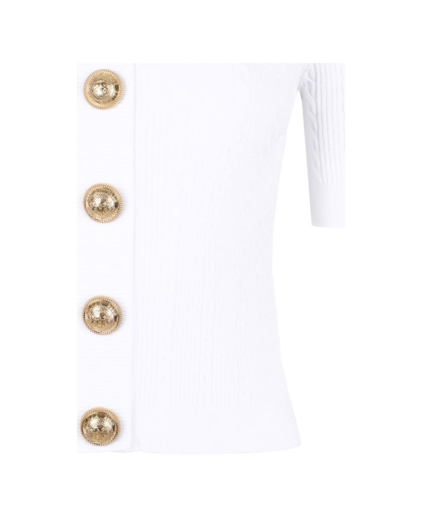 Balmain Crewneck Cardigan - White