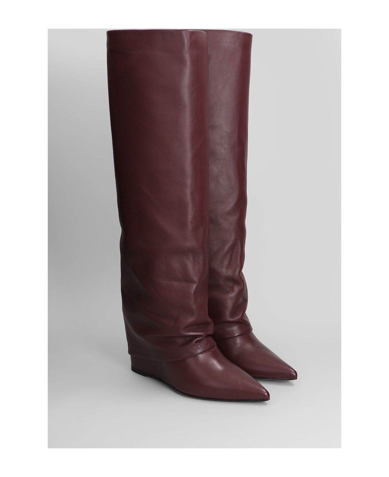 The Seller High Heels Boots In Bordeaux Leather - bordeaux
