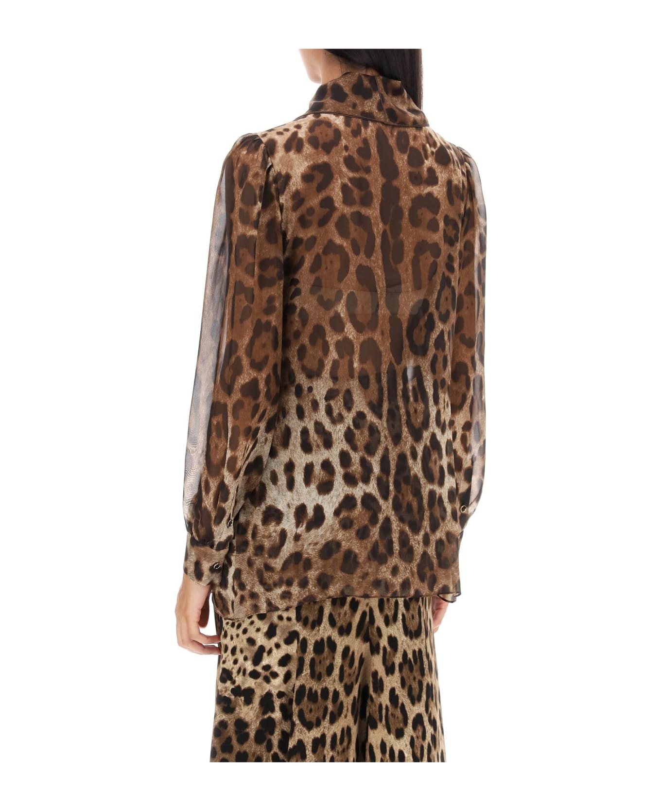 Dolce & Gabbana Leopard-print Silk Blouse - LEO NEW (Beige)