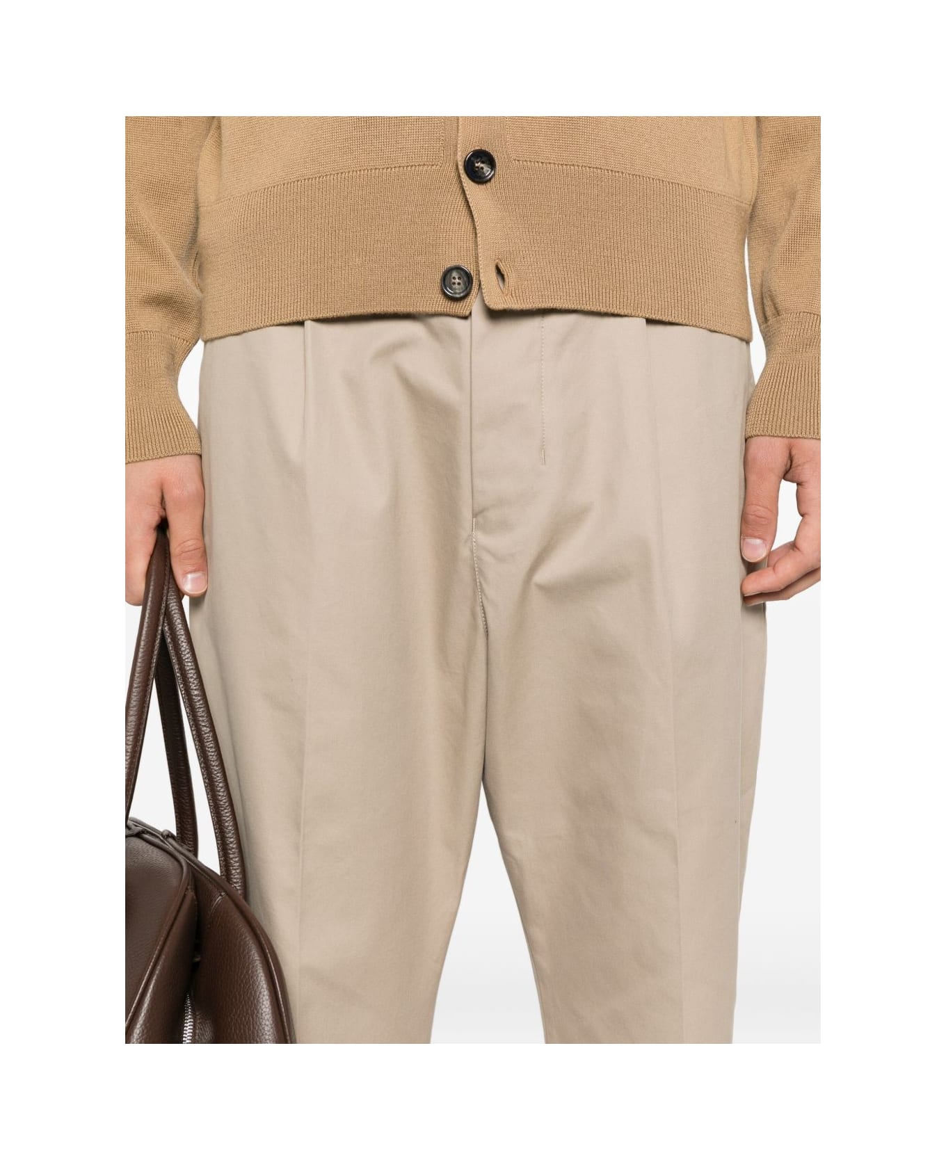 Ami Alexandre Mattiussi Ami Paris Pleated Cotton Trousers - Beige