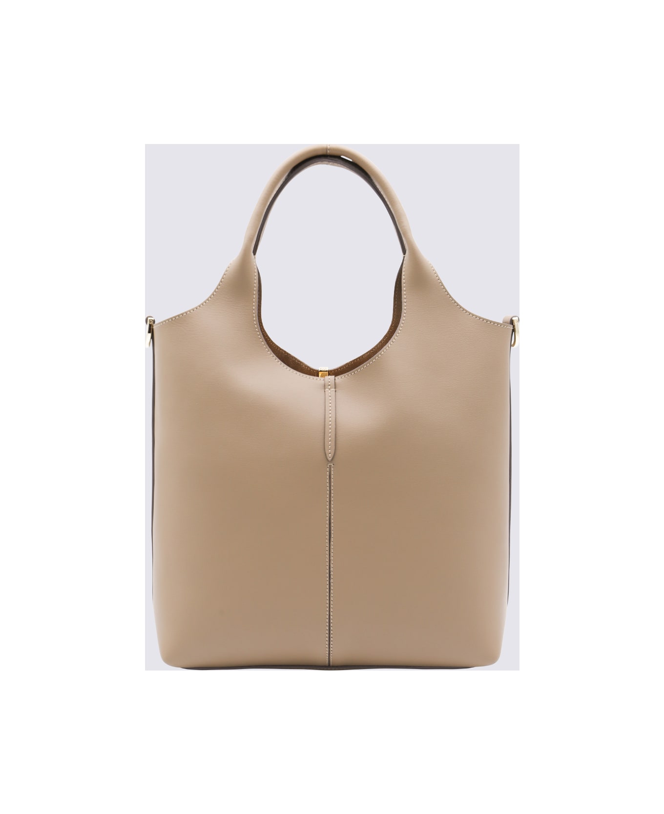 Tod
s Light Beige Leather Top Handle Bag - LENTICCHIA