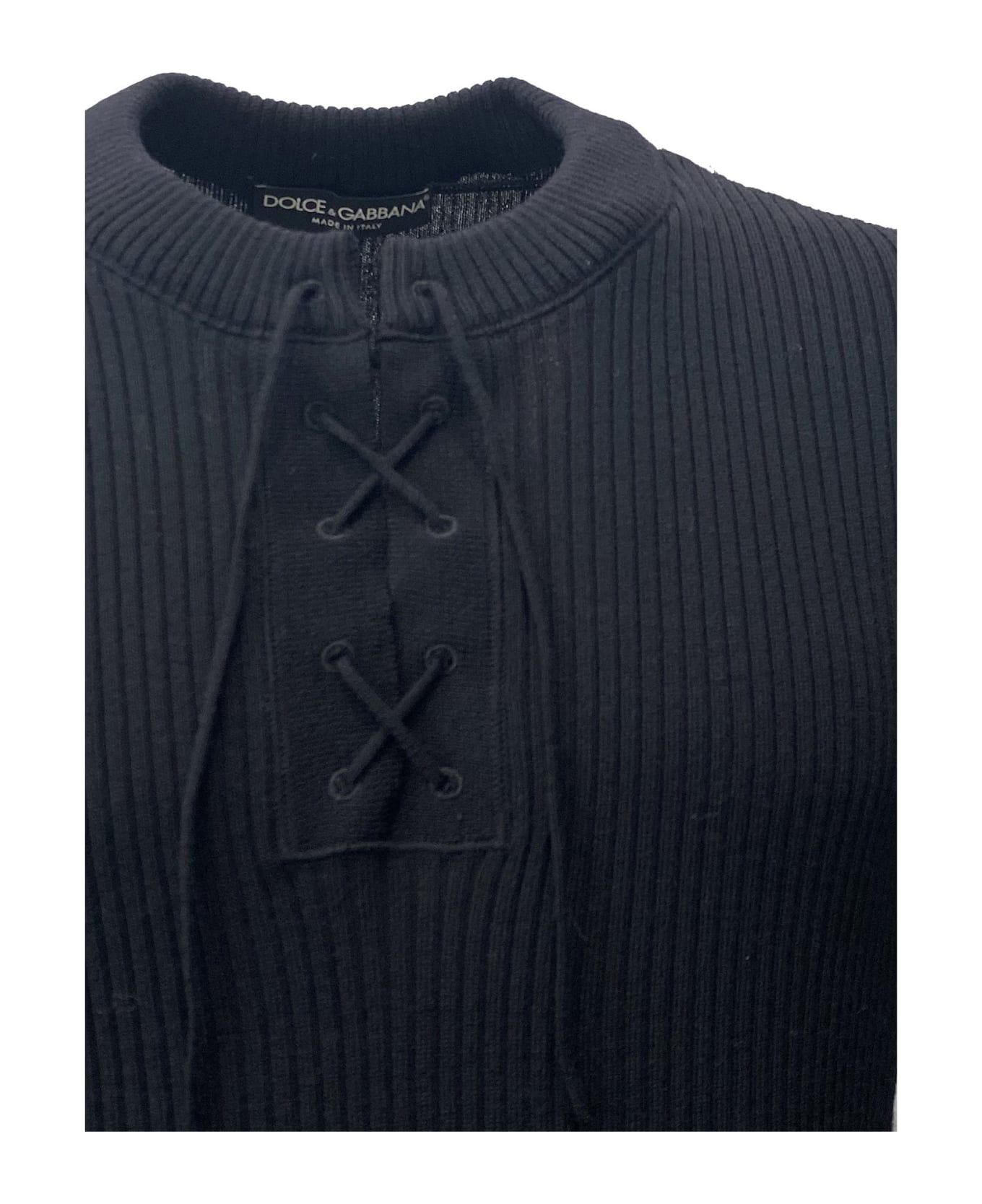 Dolce & Gabbana Ribbed Wool Knit - Black